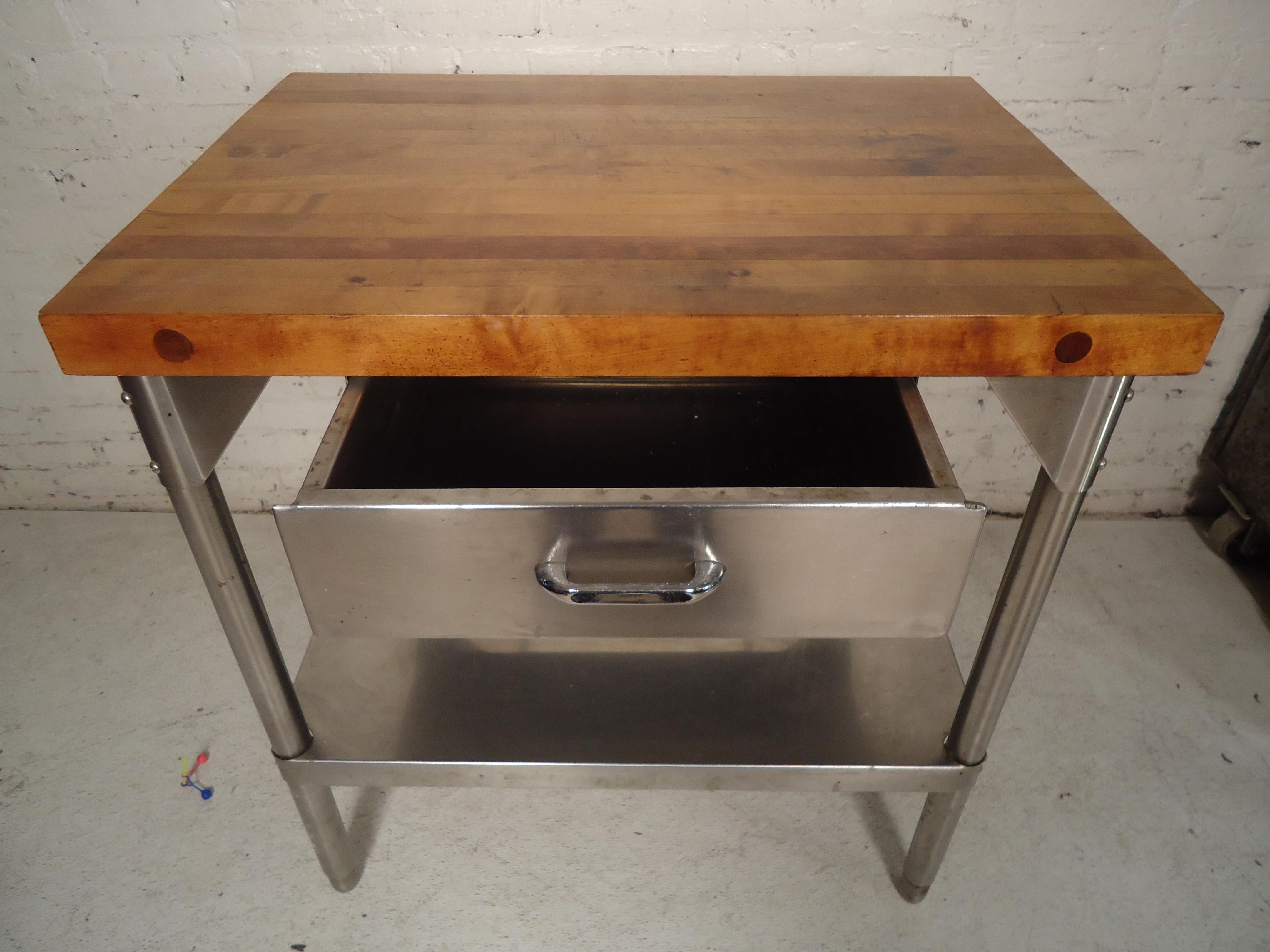 20th Century Butcher Block Top Kitchen Island