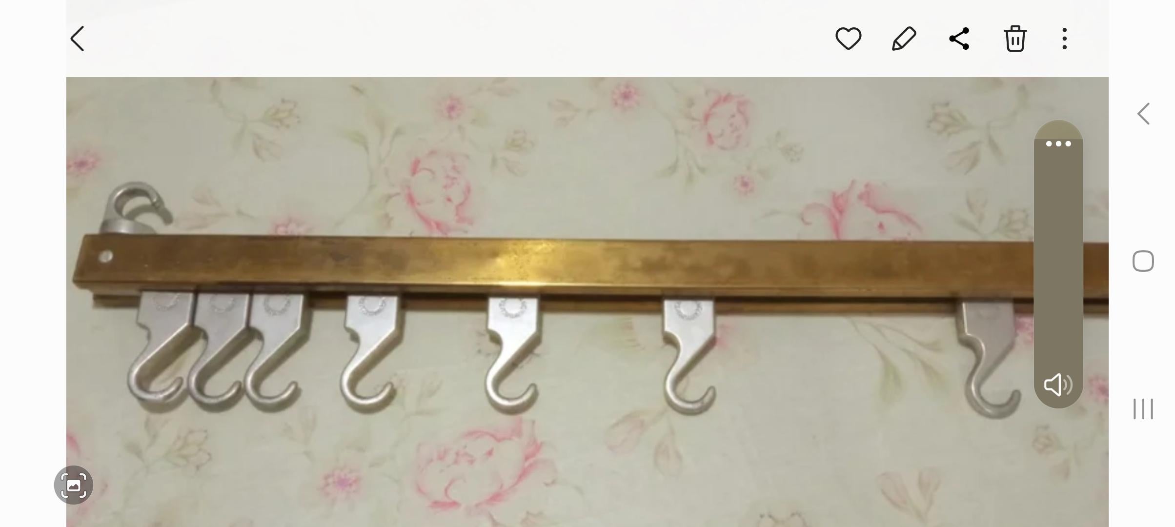 Butcher Hanger  Brass and Steel Whit 7 Movable Hooks.Industrial  Large Size 92cm 3