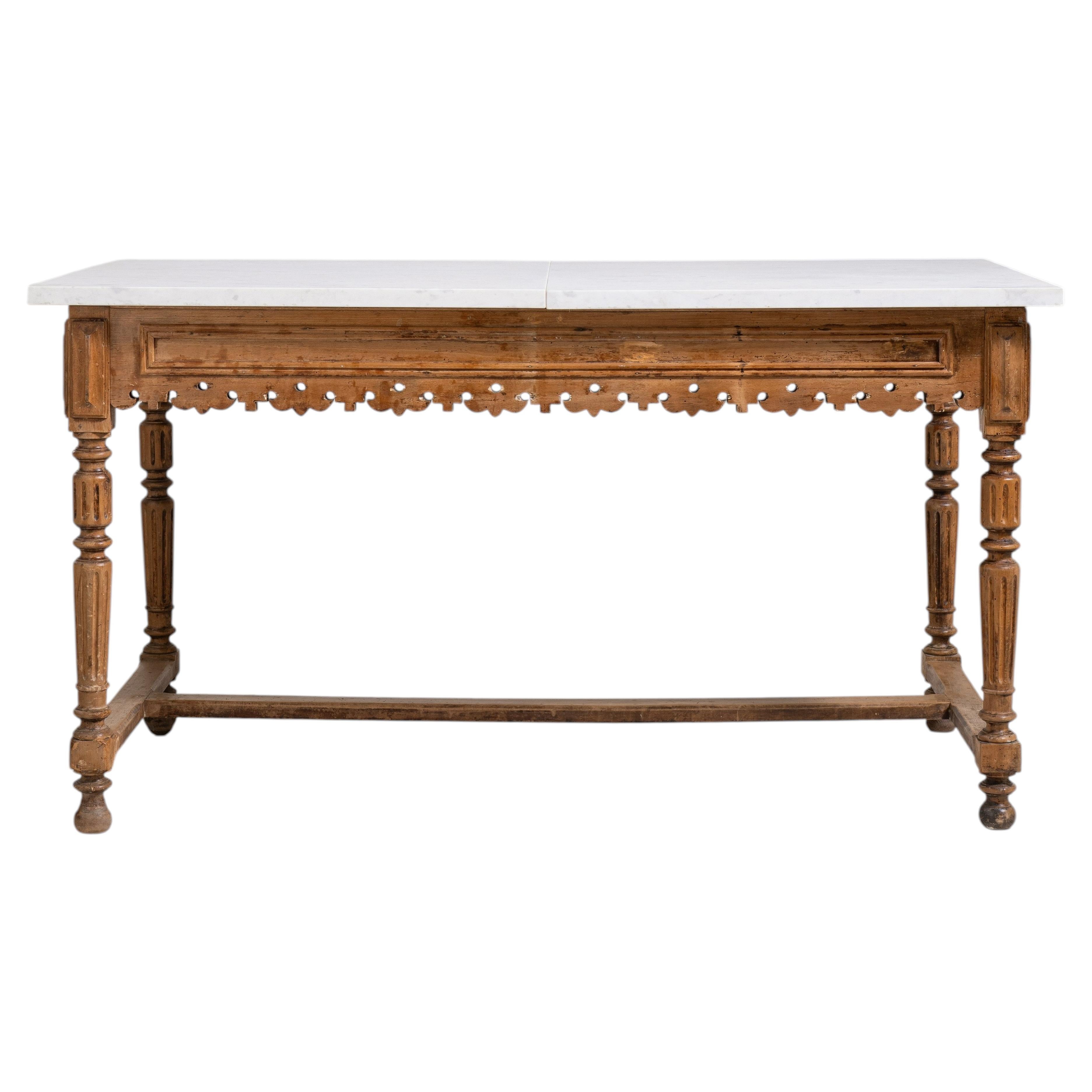 Butcher Table with Marble Top
