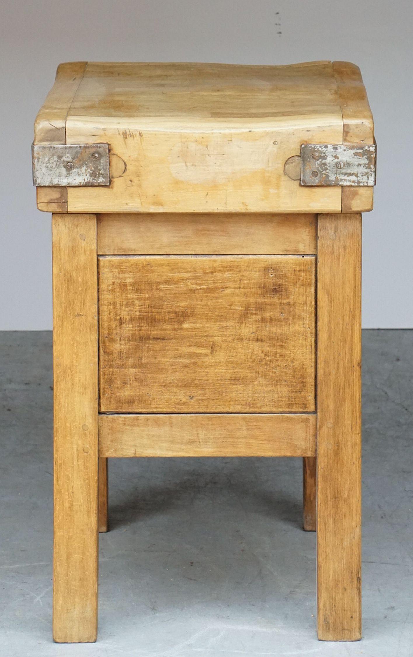 Butcher's Chopping Block Table on Stand from England 1
