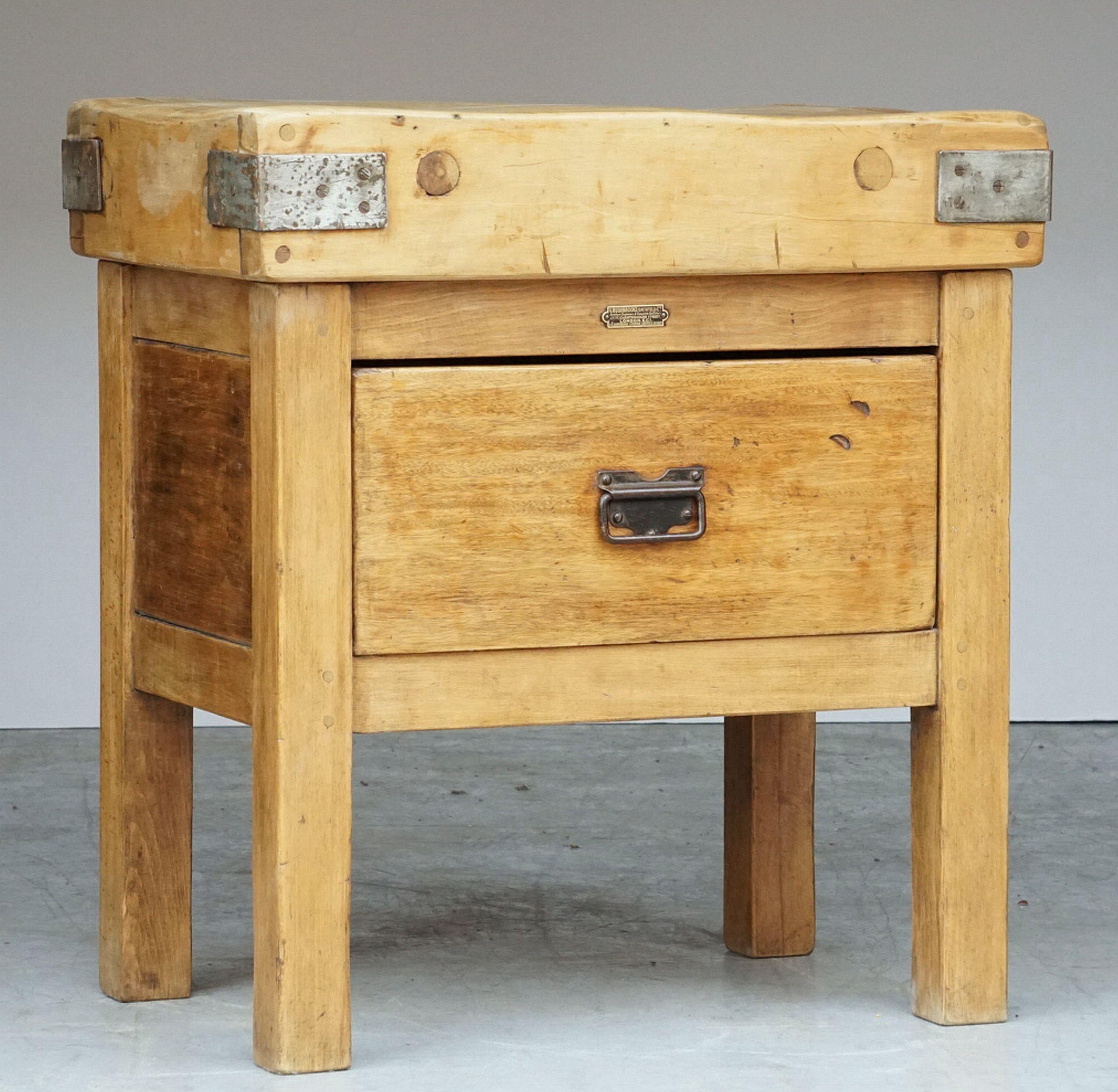 Butcher's Chopping Block Table on Stand from England 8