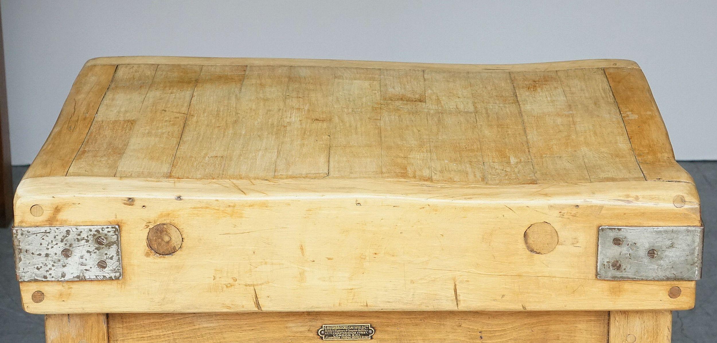 Rustic Butcher's Chopping Block Table on Stand from England