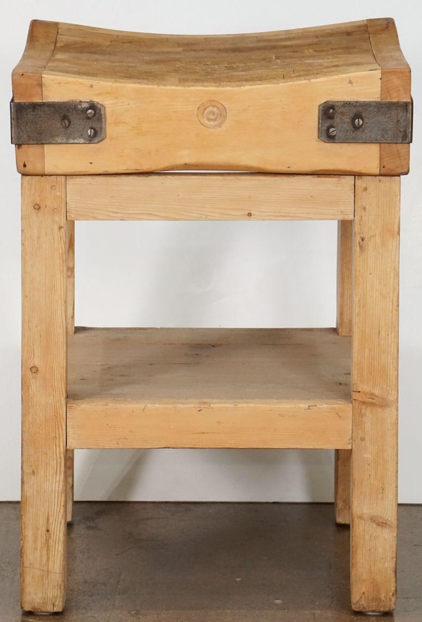 English Butcher's Chopping Block Table on Stand from England For Sale