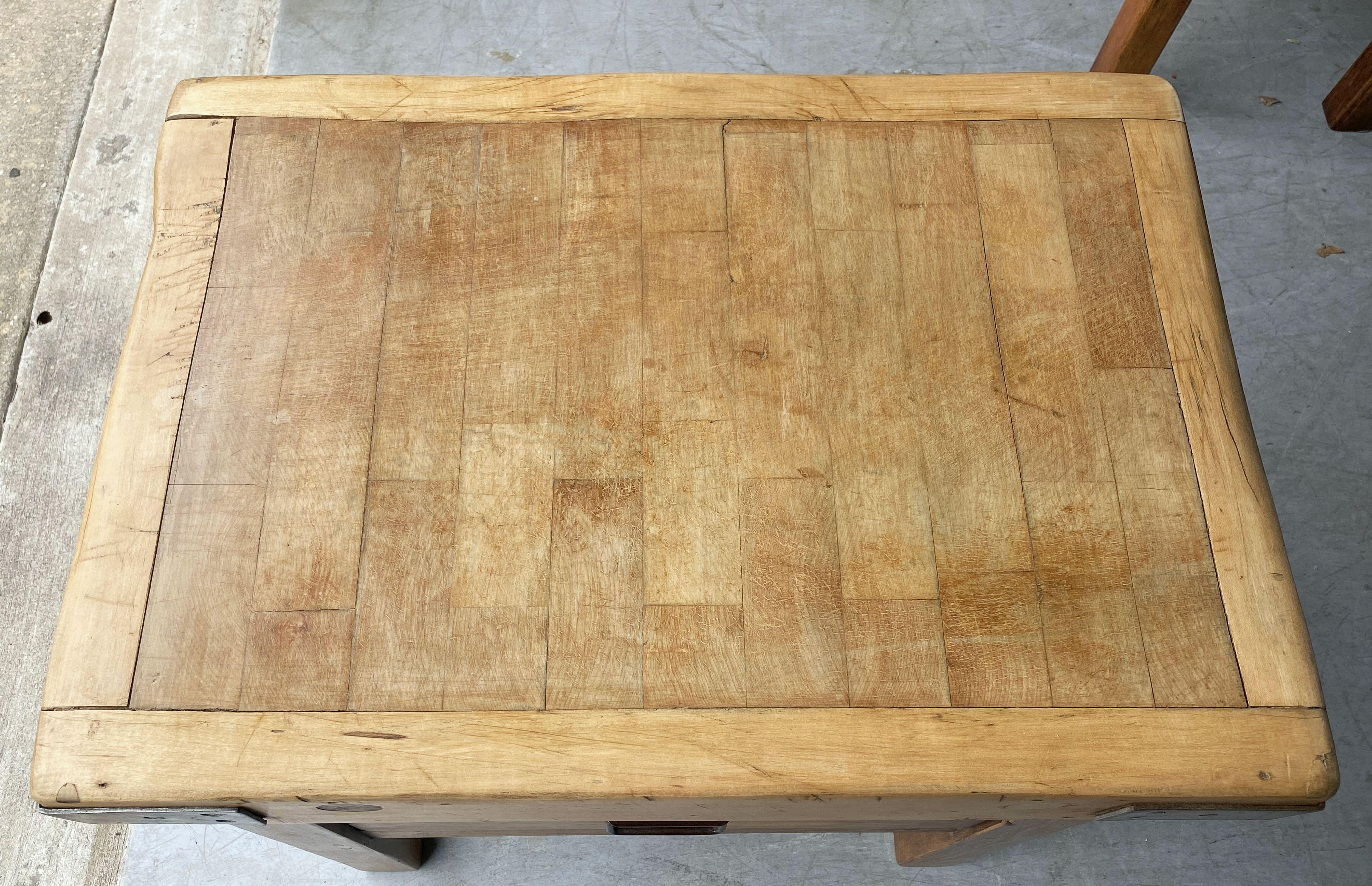 English Butcher's Chopping Block Table on Stand from England