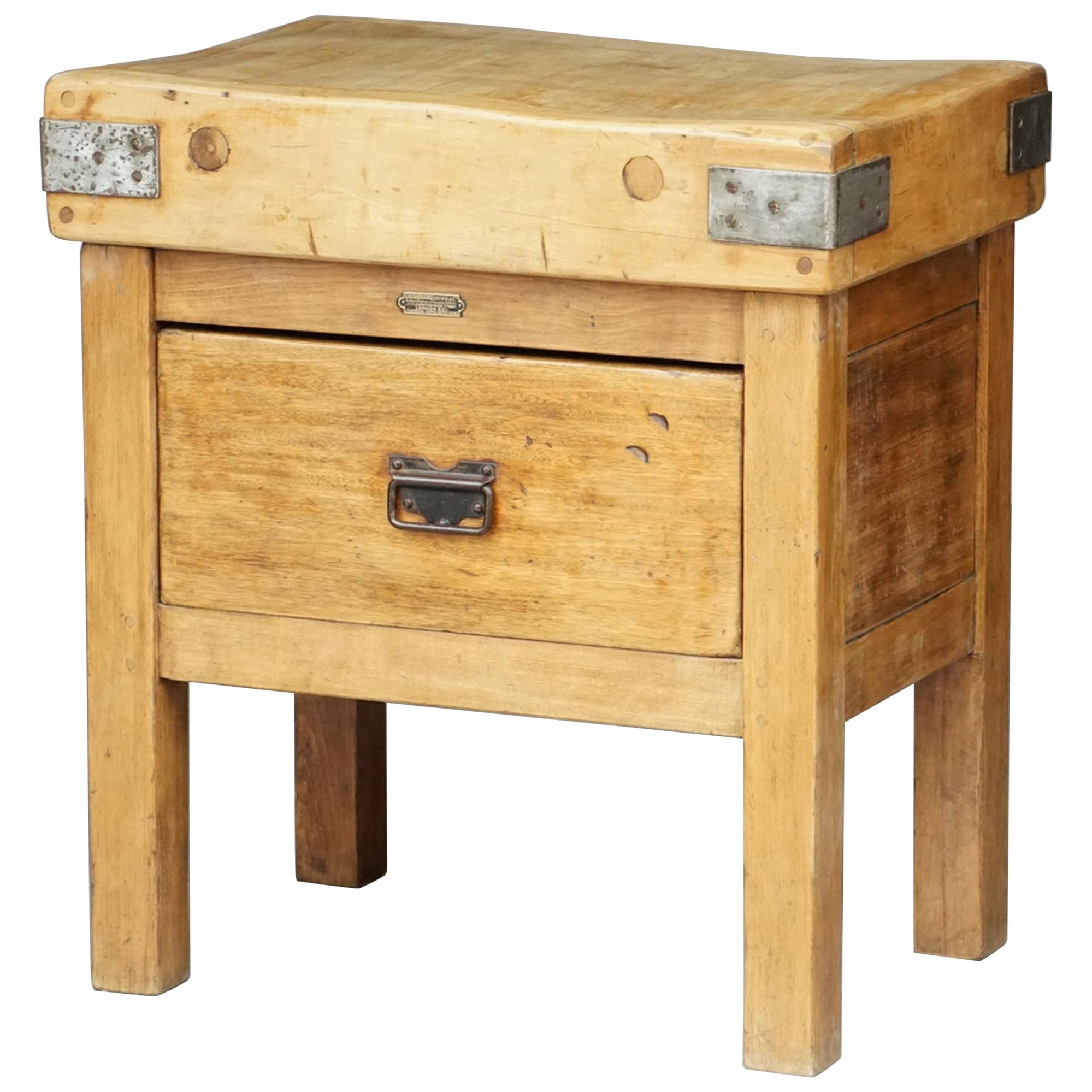 Butcher's Chopping Block Table on Stand from England