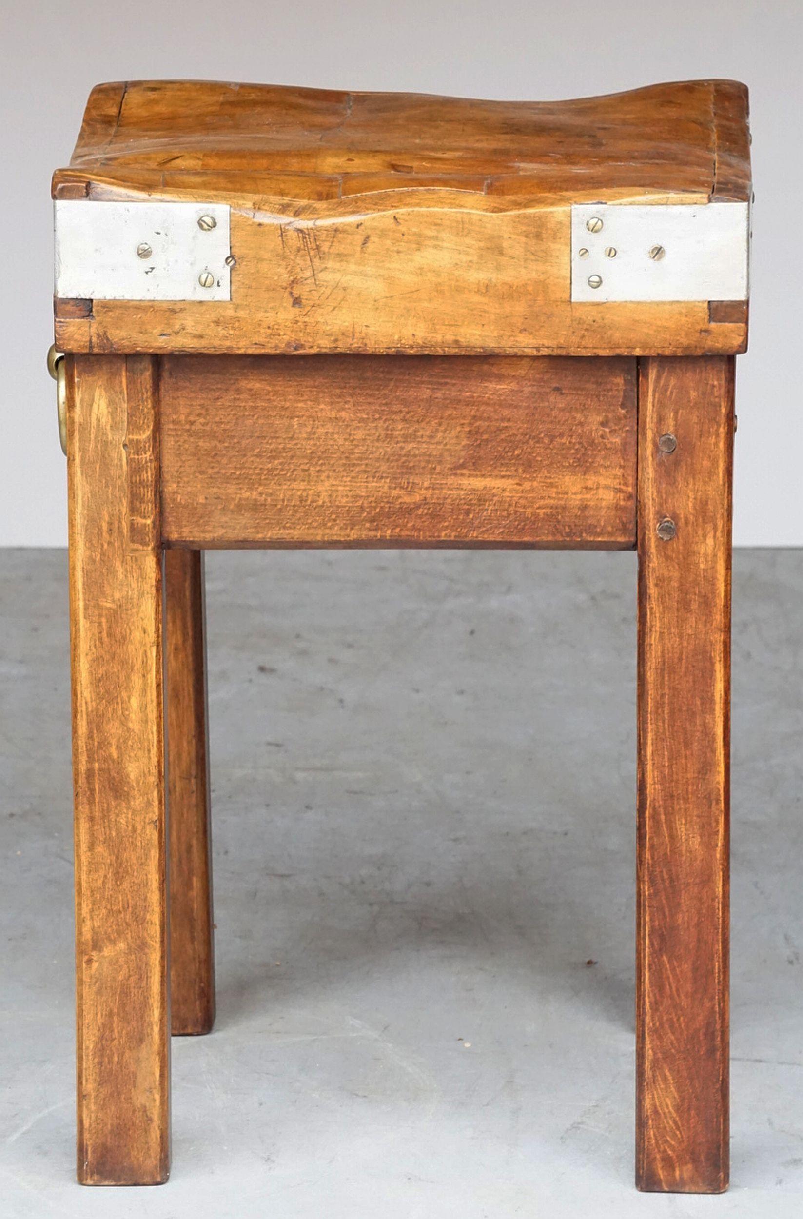 Butcher's Chopping Block Table on Stand from France 5