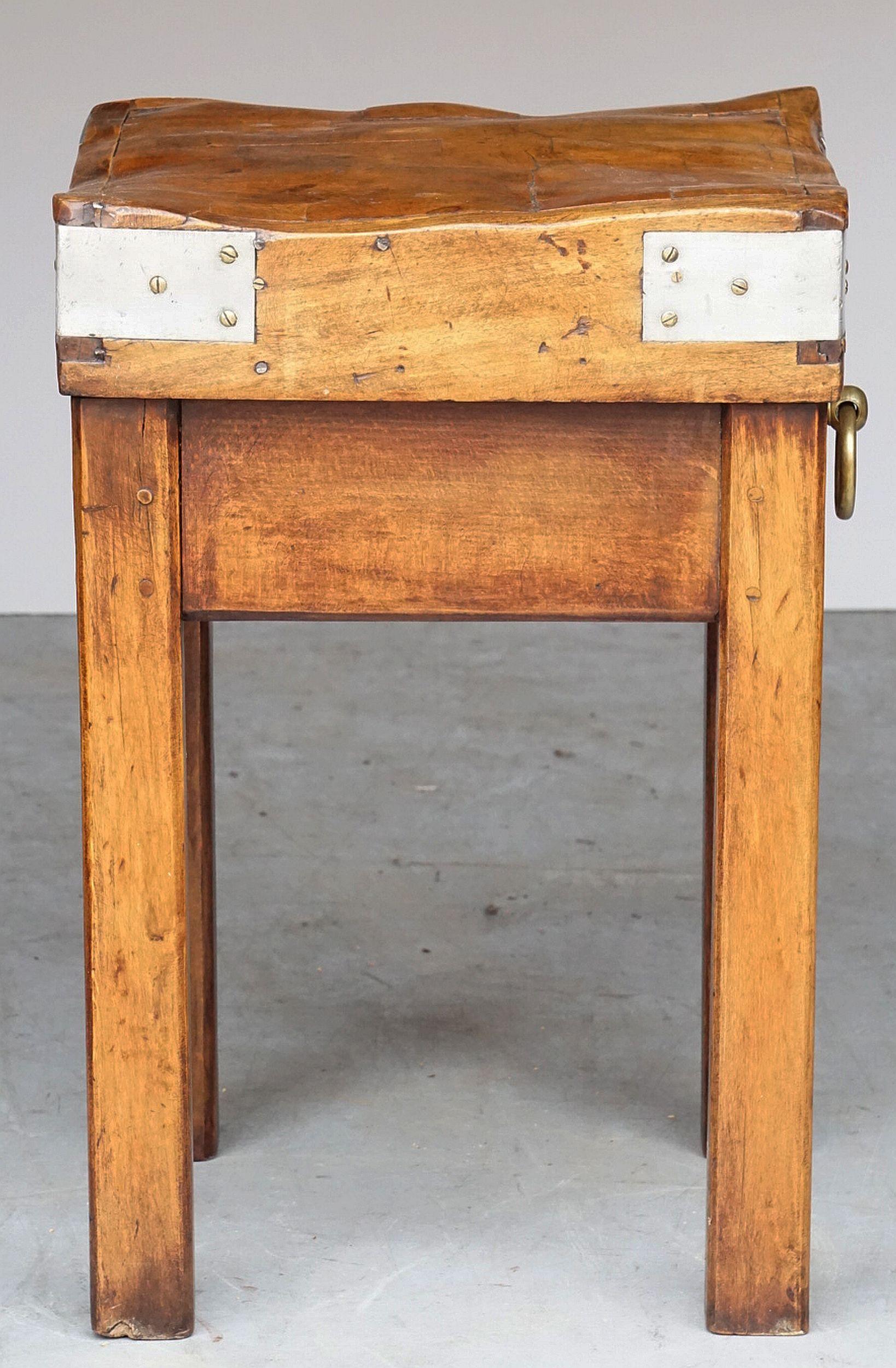 Butcher's Chopping Block Table on Stand from France 7