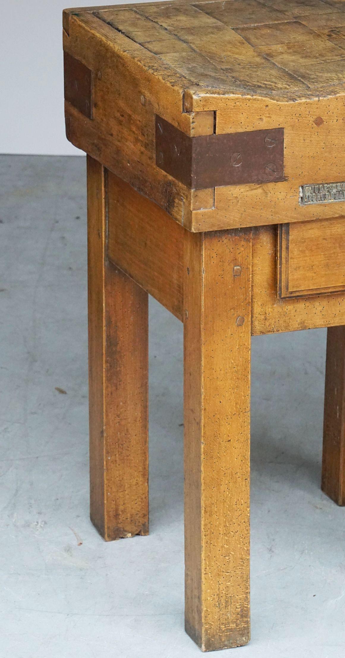 Butcher's Chopping Block Table on Stand from France 6