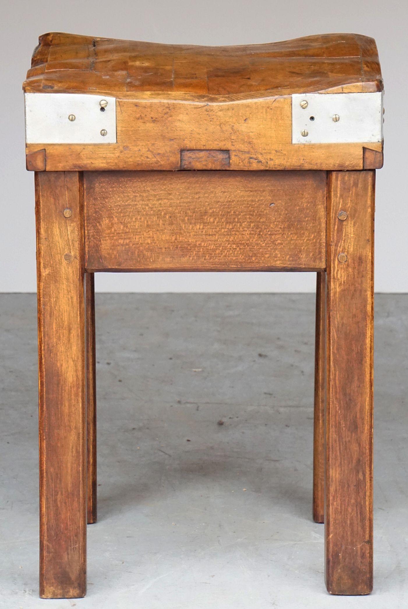 Butcher's Chopping Block Table on Stand from France 10