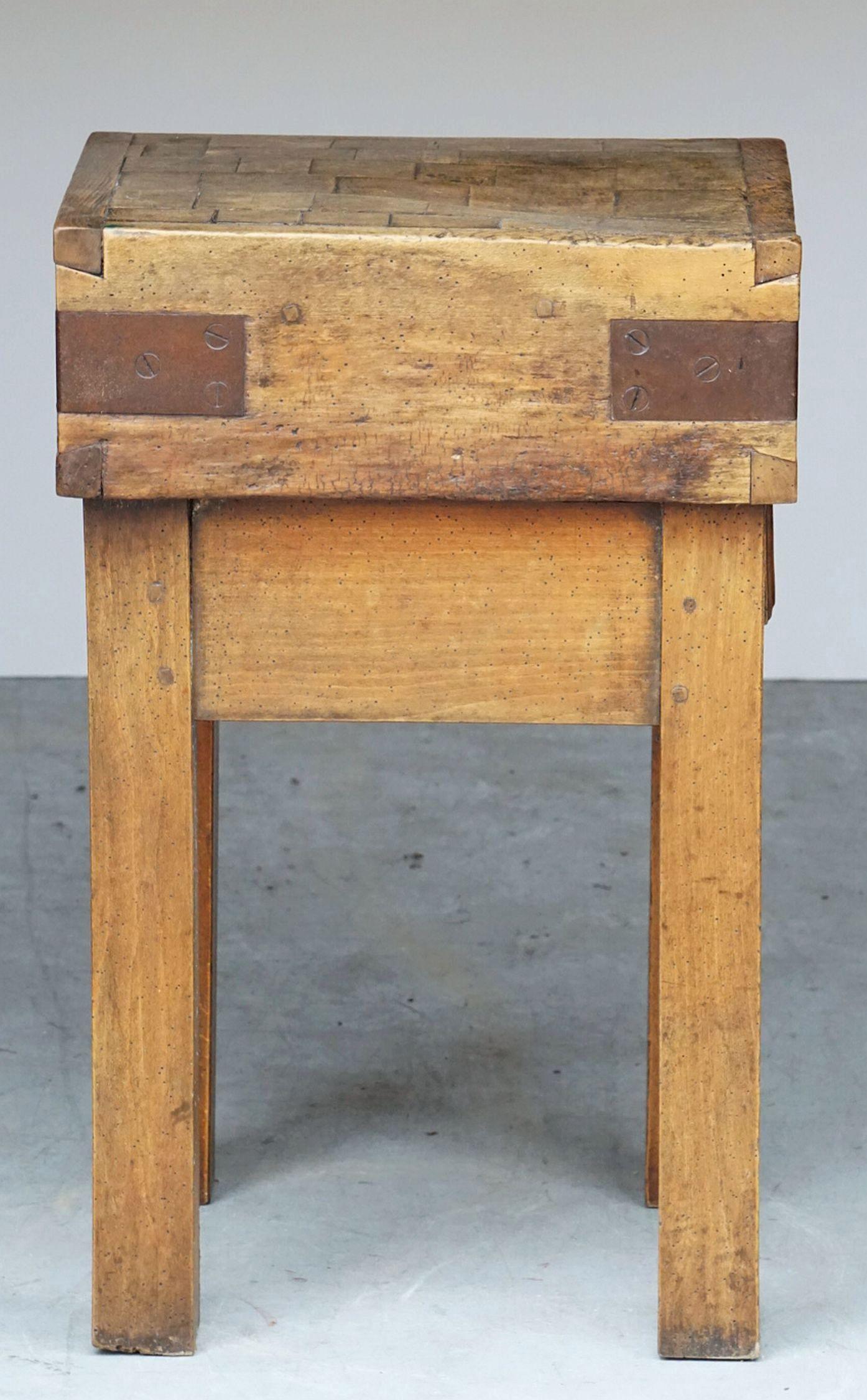 Butcher's Chopping Block Table on Stand from France 9