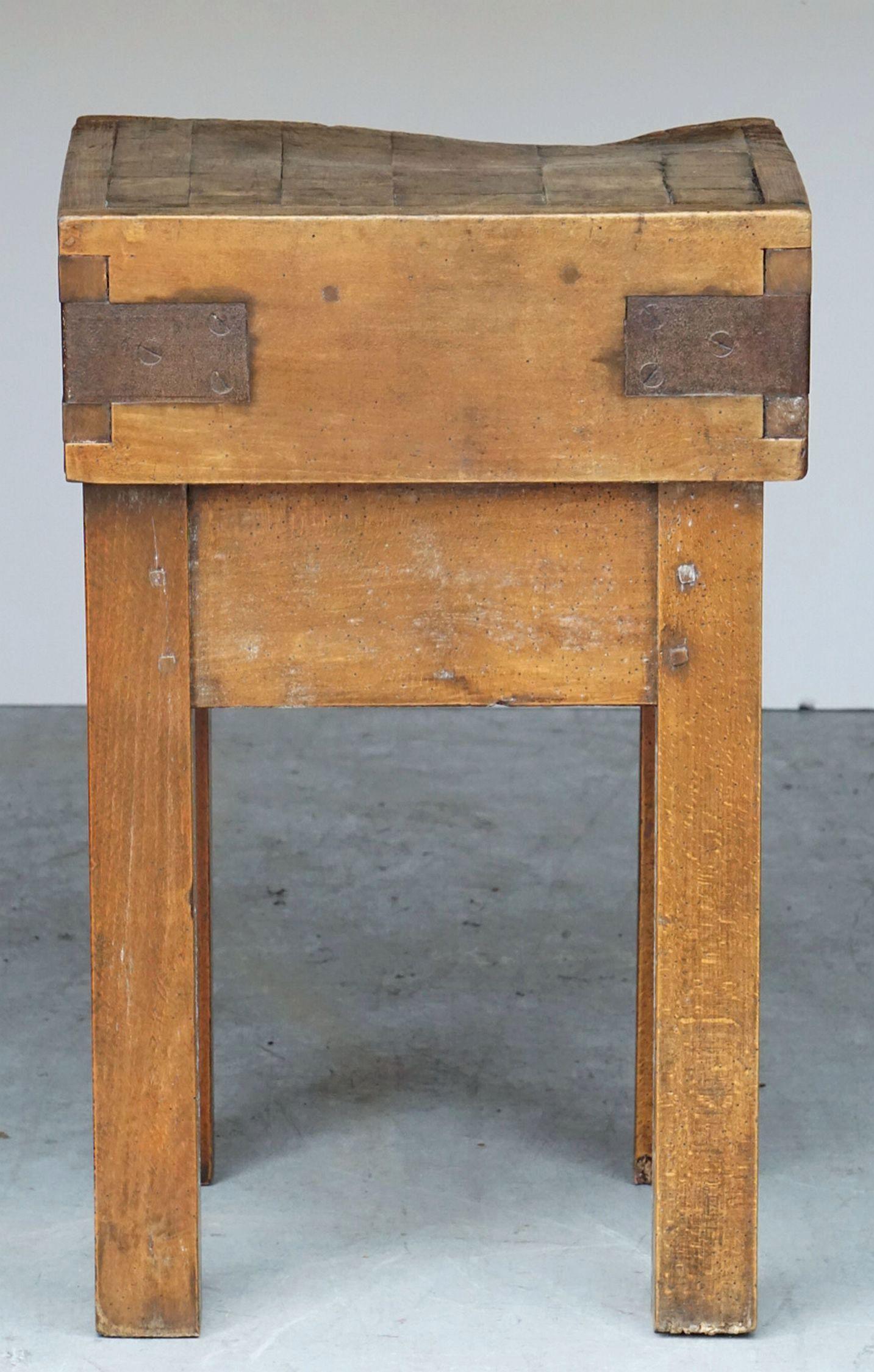 Butcher's Chopping Block Table on Stand from France 10