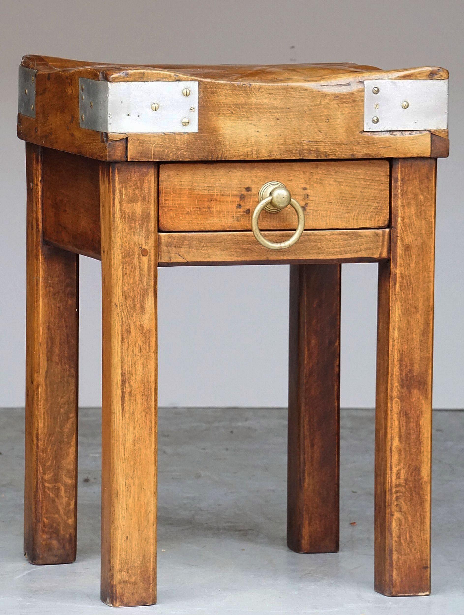 20th Century Butcher's Chopping Block Table on Stand from France