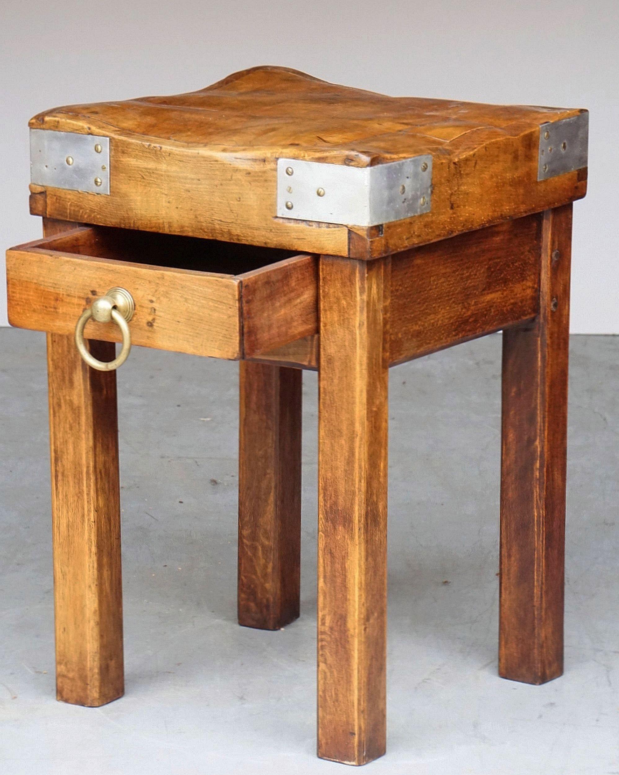 Butcher's Chopping Block Table on Stand from France 1
