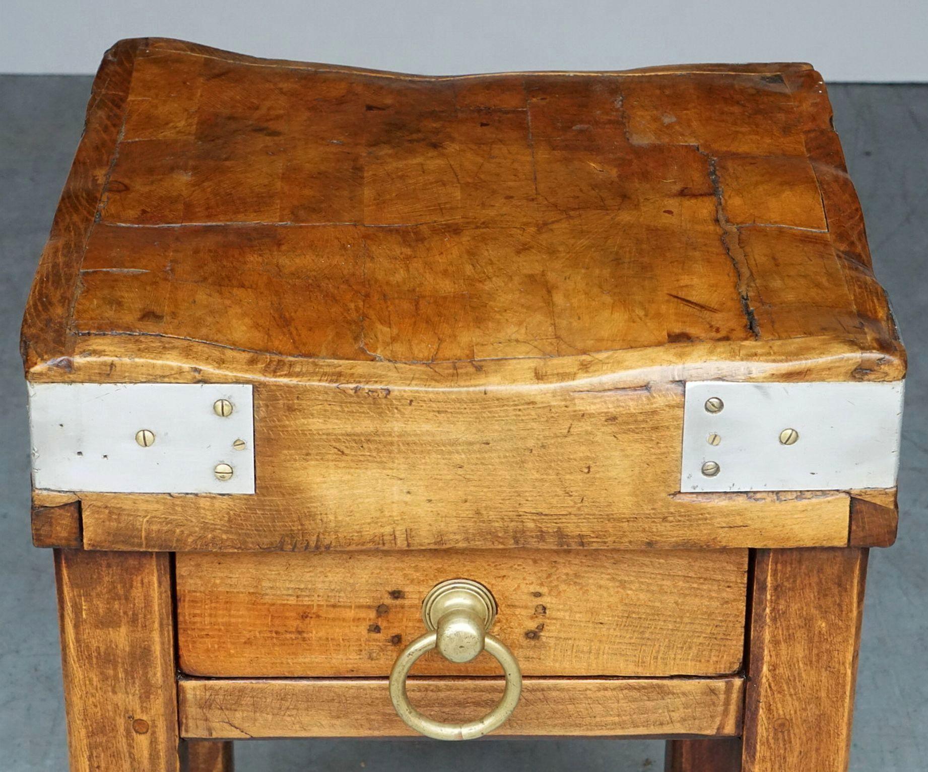 Butcher's Chopping Block Table on Stand from France 3