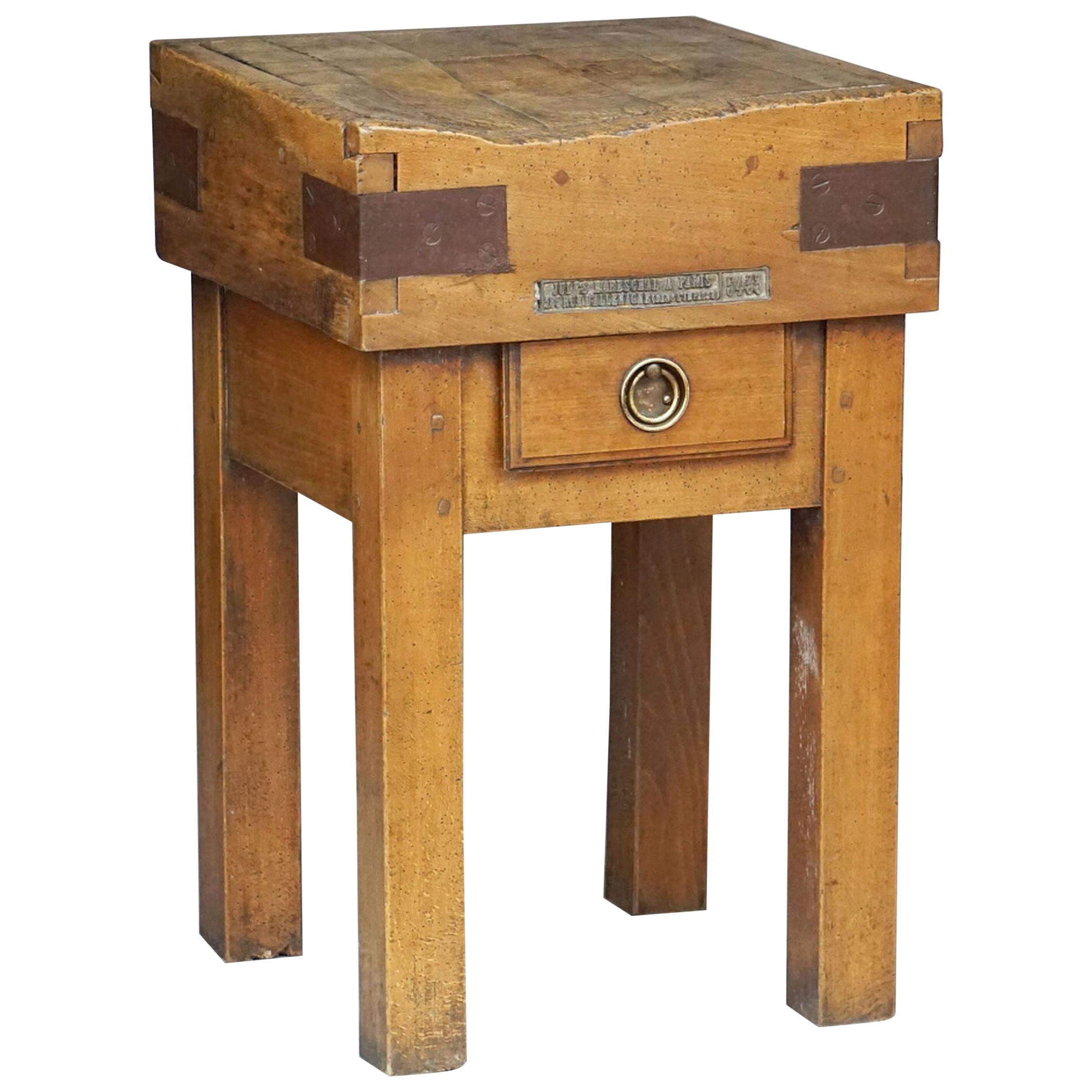 Butcher's Chopping Block Table on Stand from France