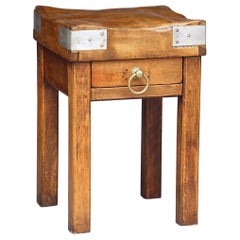 Butcher's Chopping Block Table on Stand from France