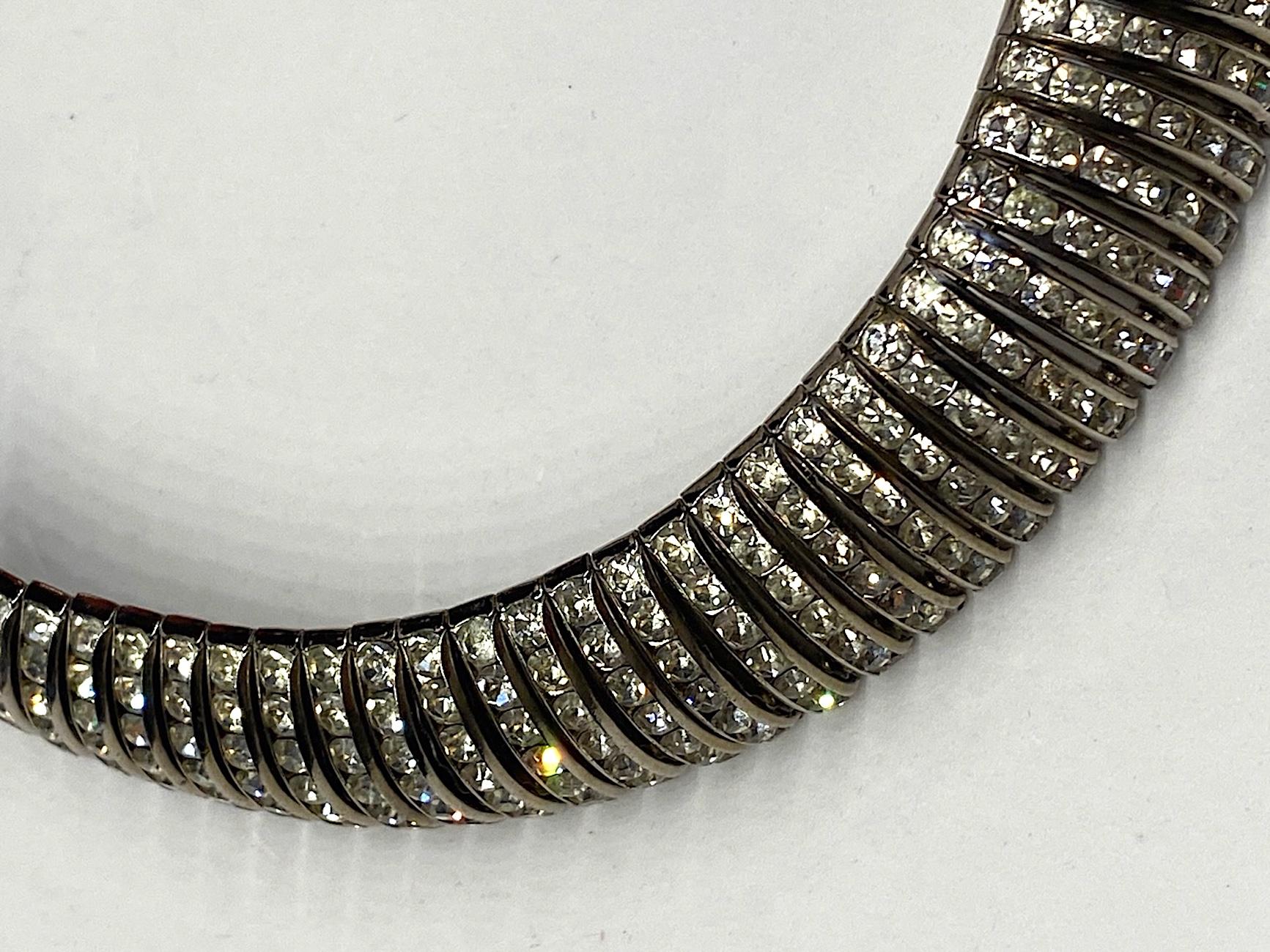 Butler and Wilson 1980s Art Deco Style Rhinestone Collar Necklace 3