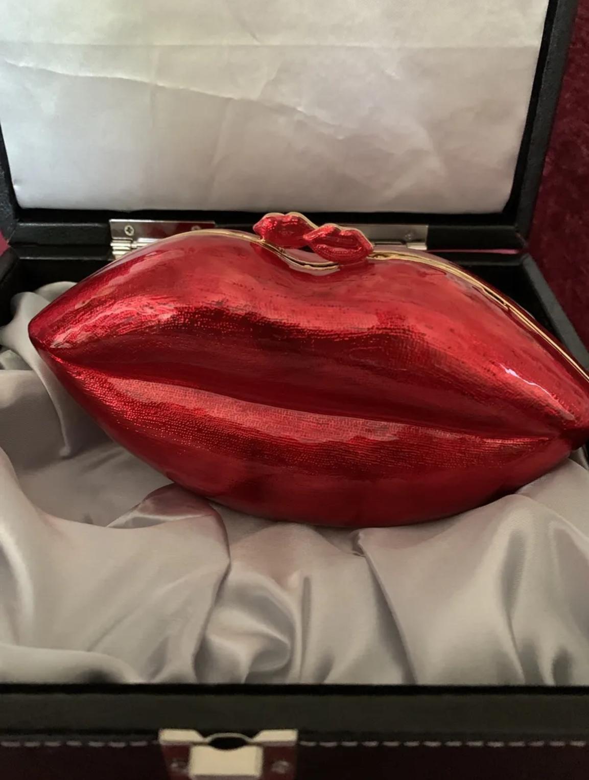 Butler And Wilson Red Lips Enamel Clutch Bag For Sale 1