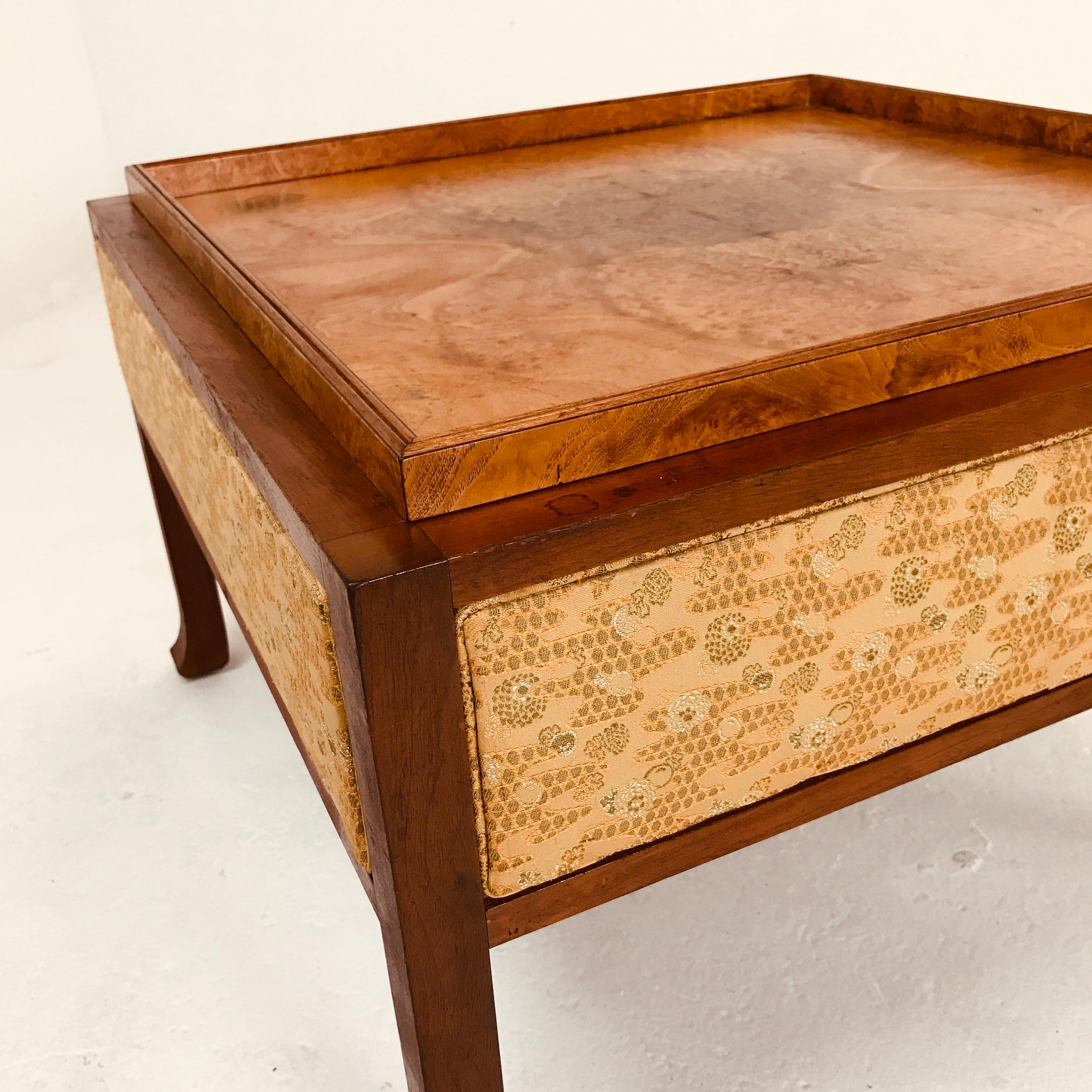 Fabulous baker furniture butler table with removable tray top. Operating for over a century, baker furniture is one of the rare brands that have garnered an irrevocable place within the canon of American design and craftsmanship.
