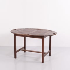Butler Coffee Table in Polished Mahogany with Brass Fittings from the 1940s