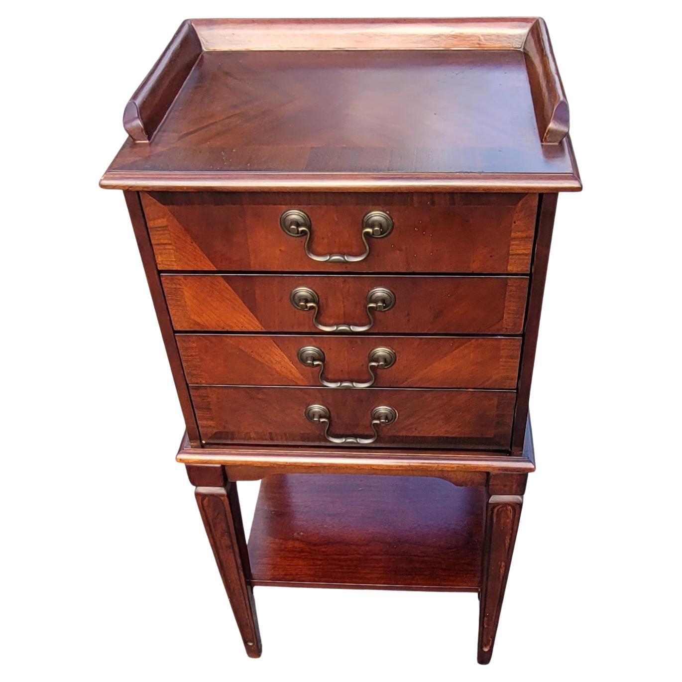 Butler Free Standing Cherry Tiered 4-Drawer Silver Chest For Sale 1