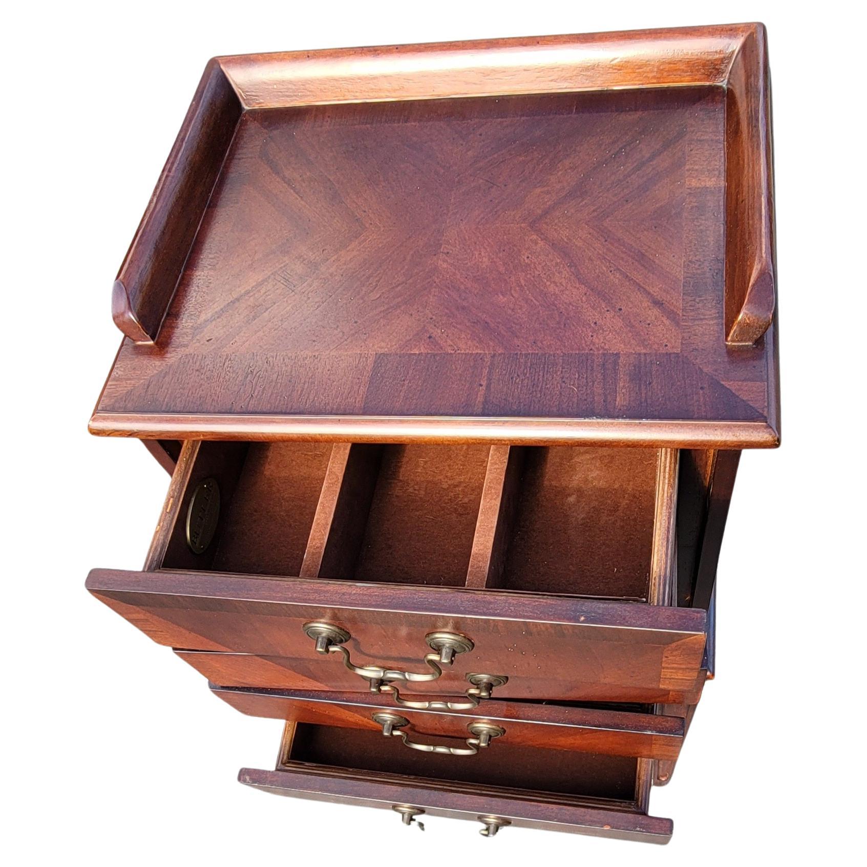 American Butler Free Standing Cherry Tiered 4-Drawer Silver Chest For Sale