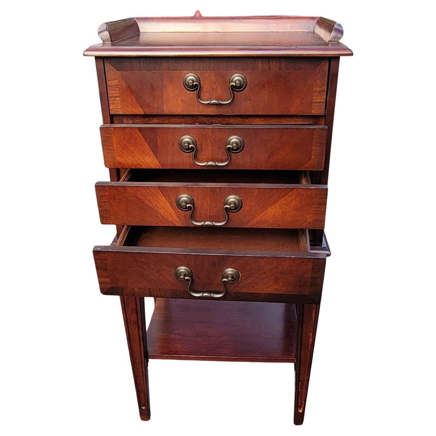 Butler Free Standing Cherry Tiered 4 Drawer Silver Chest