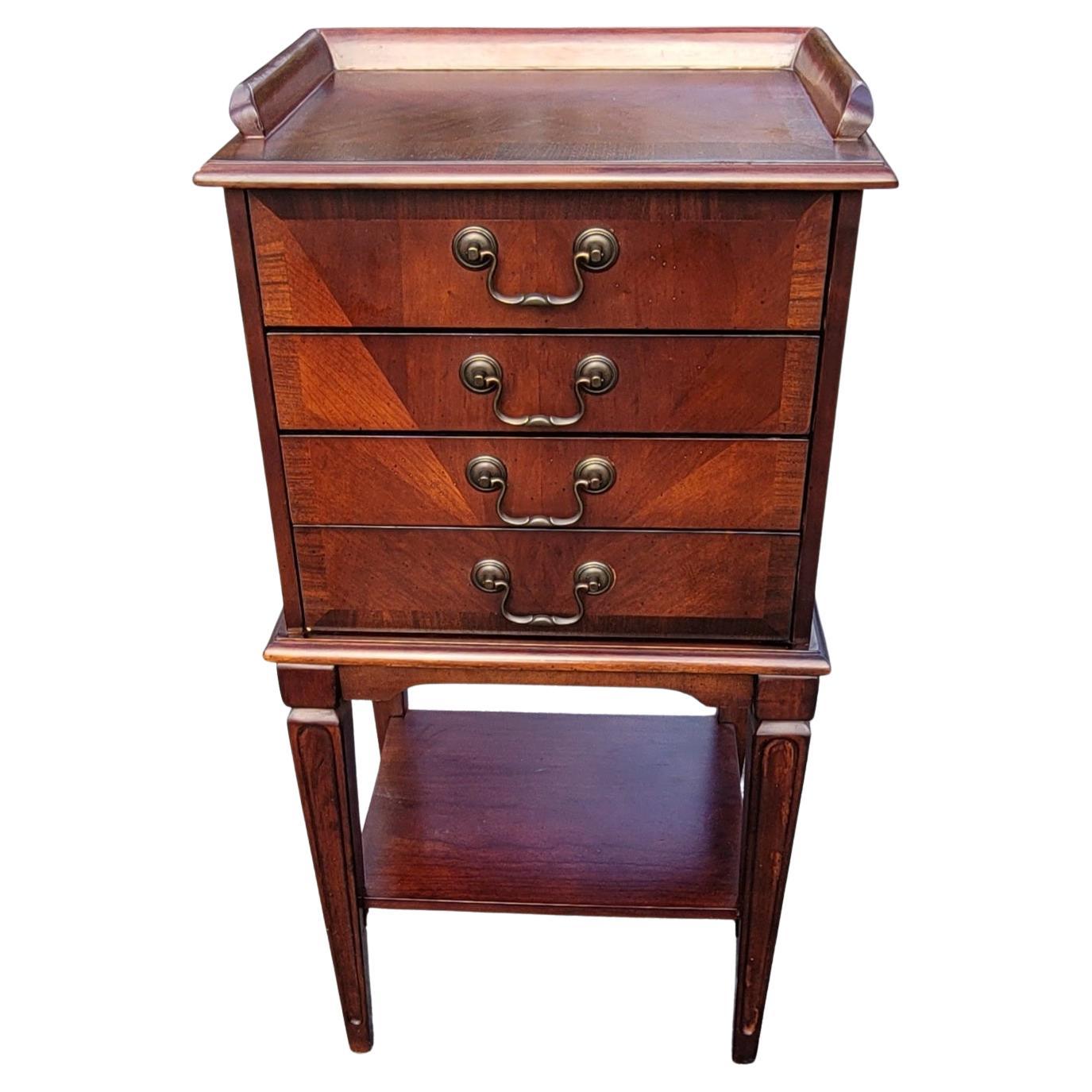 Butler Free Standing Cherry Tiered 4-Drawer Silver Chest For Sale