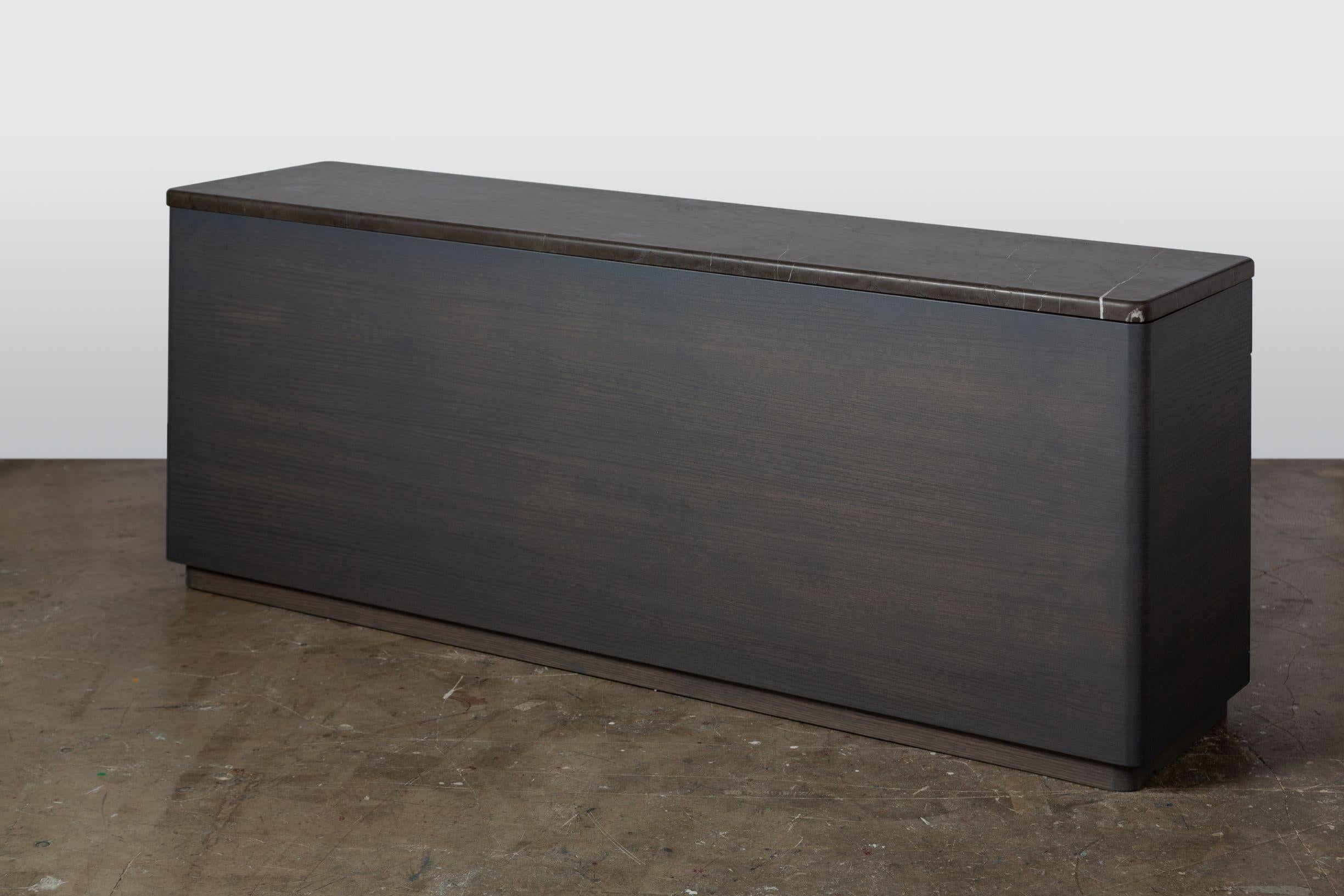 International Style Contemporary credenza of oak, leather and marble from the SoShiro Pok collection For Sale