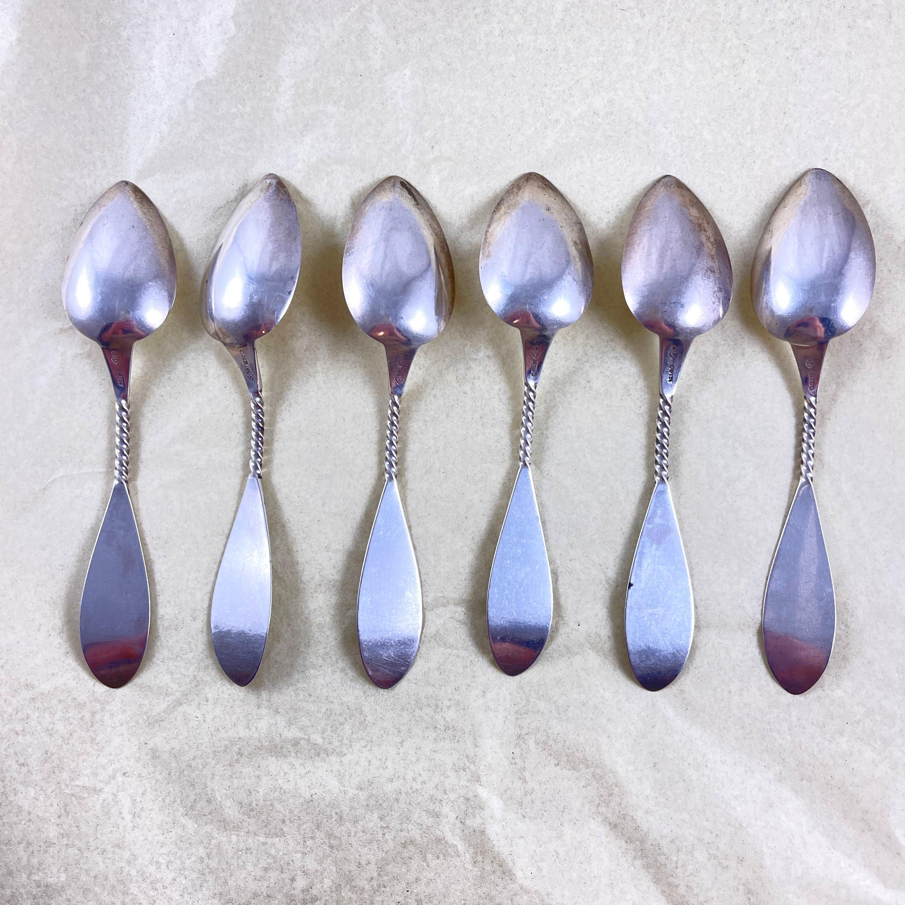 Butler & McCarty Coin Silver Granville Teaspoons, set of six For Sale 2