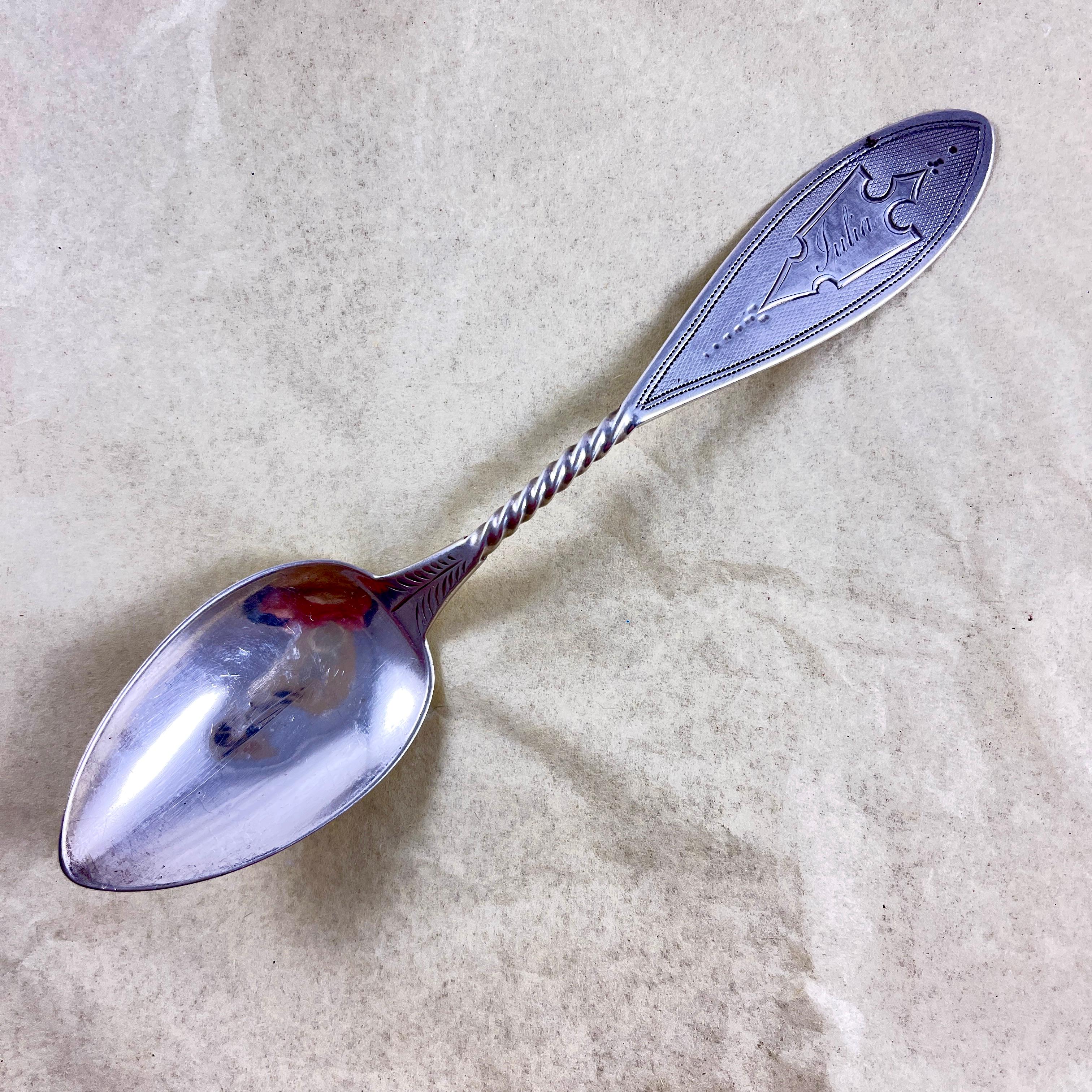 Butler & McCarty Coin Silver Granville Teaspoons, set of six In Good Condition For Sale In Philadelphia, PA