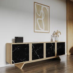Butler Sideboard - Oak +  Nero Marquina - 200cm