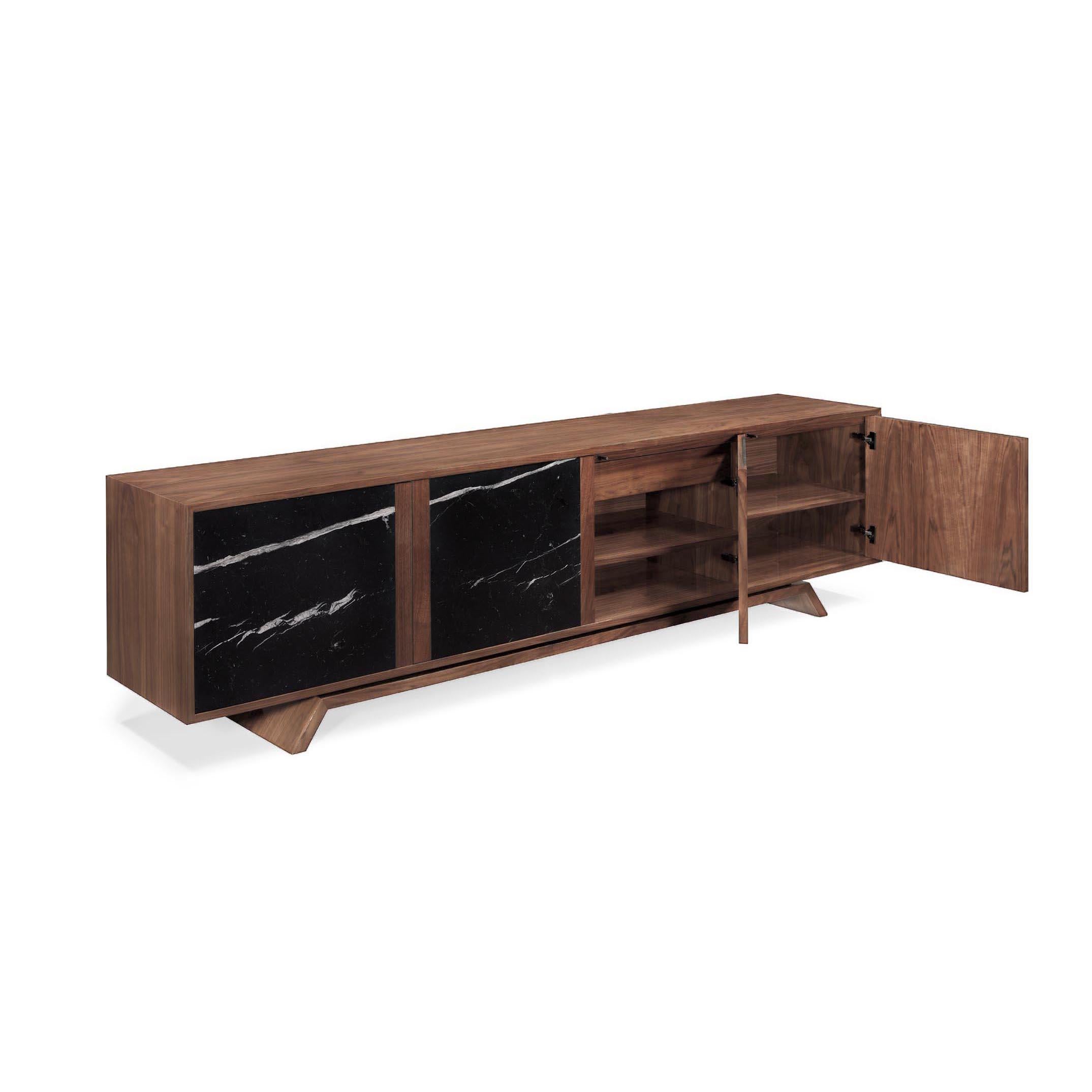 Hand-Crafted Butler Sideboard - Oak +  Nero Marquina - 200cm For Sale