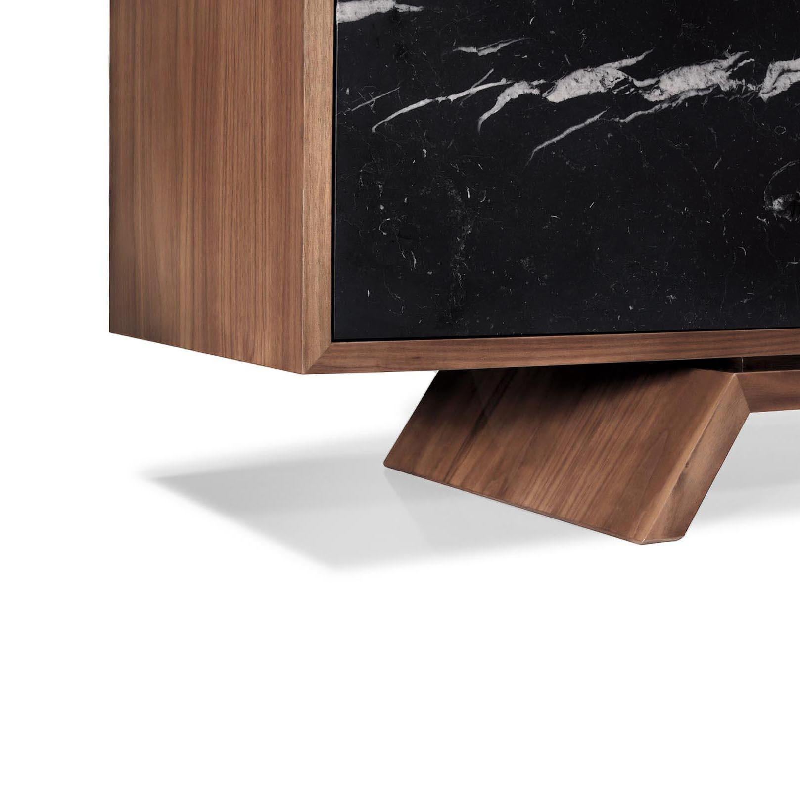 Marble Butler Sideboard - Oak +  Nero Marquina - 240cm For Sale