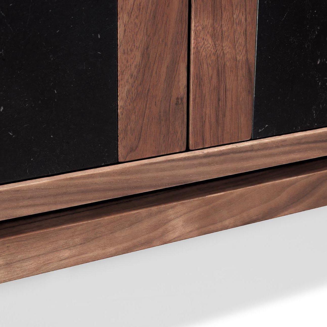Marble Butler Sideboard - Walnut  Nero Marquina - 200cm For Sale
