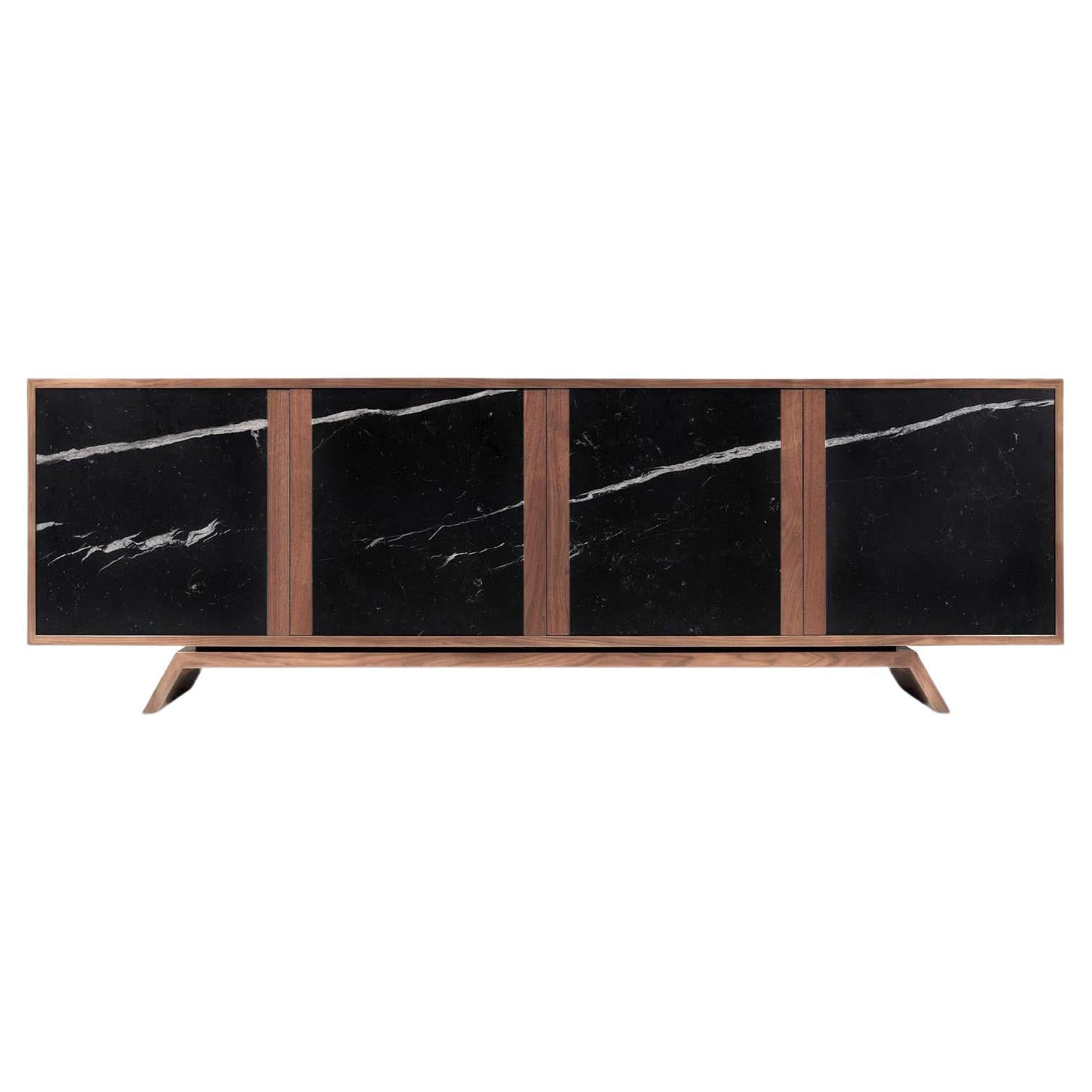 Butler Sideboard - Walnut  Nero Marquina - 200cm For Sale