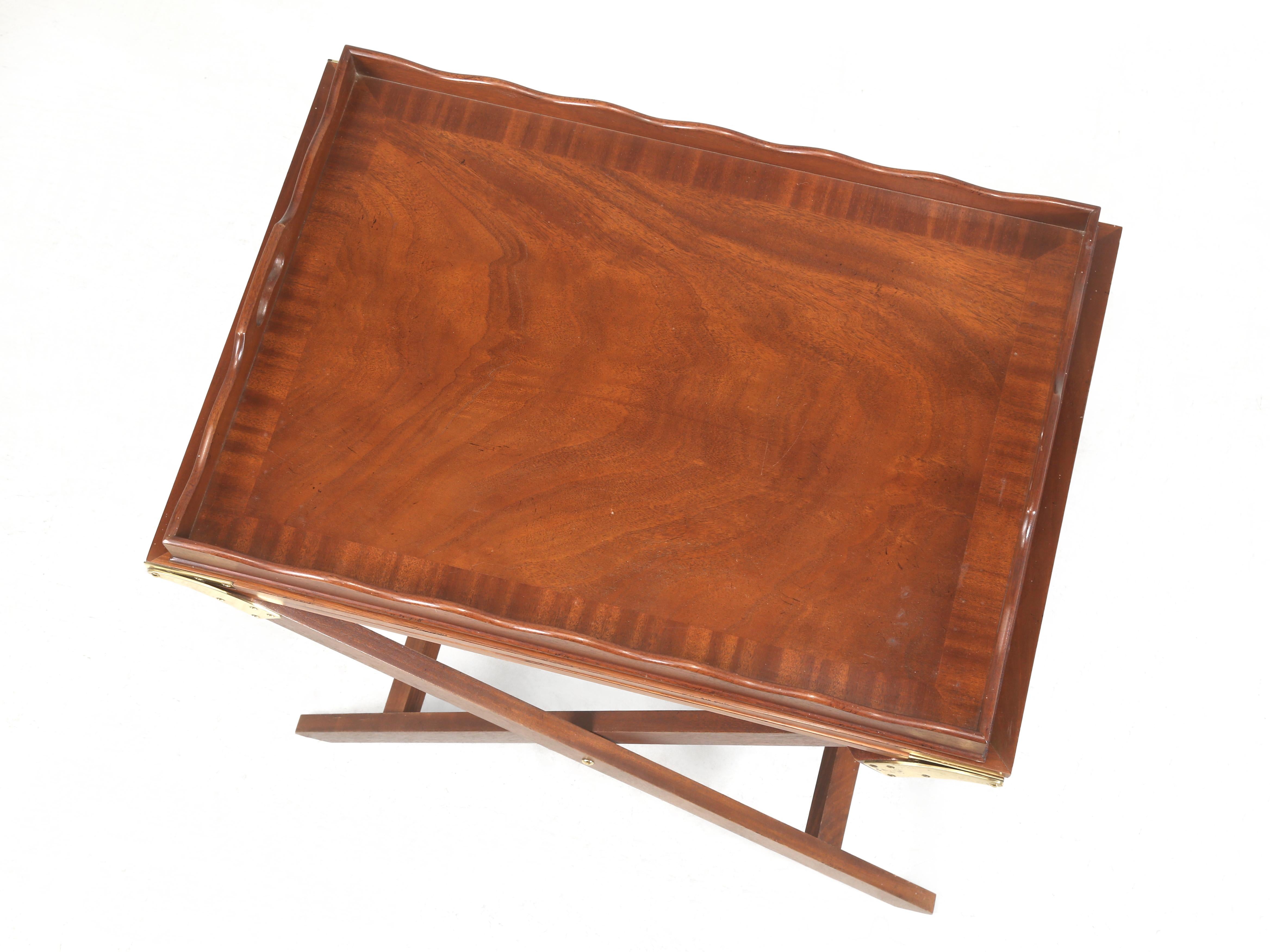 Hand-Crafted Butler Tray Table by Baker Solid Mahogany Extends 7' Serving Table High Quality For Sale