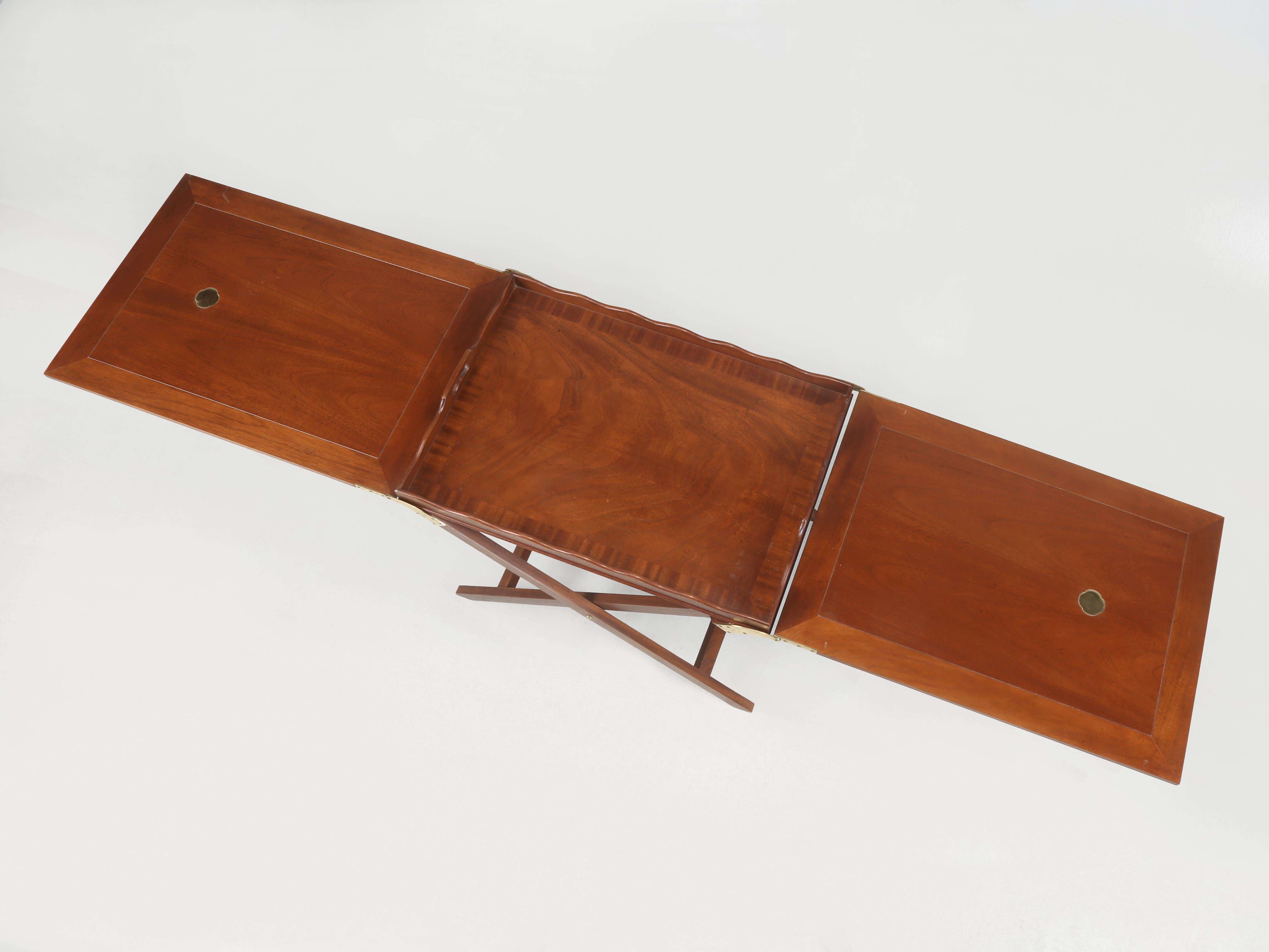 Butler Tray Table by Baker Solid Mahogany Extends 7' Serving Table High Quality For Sale 1