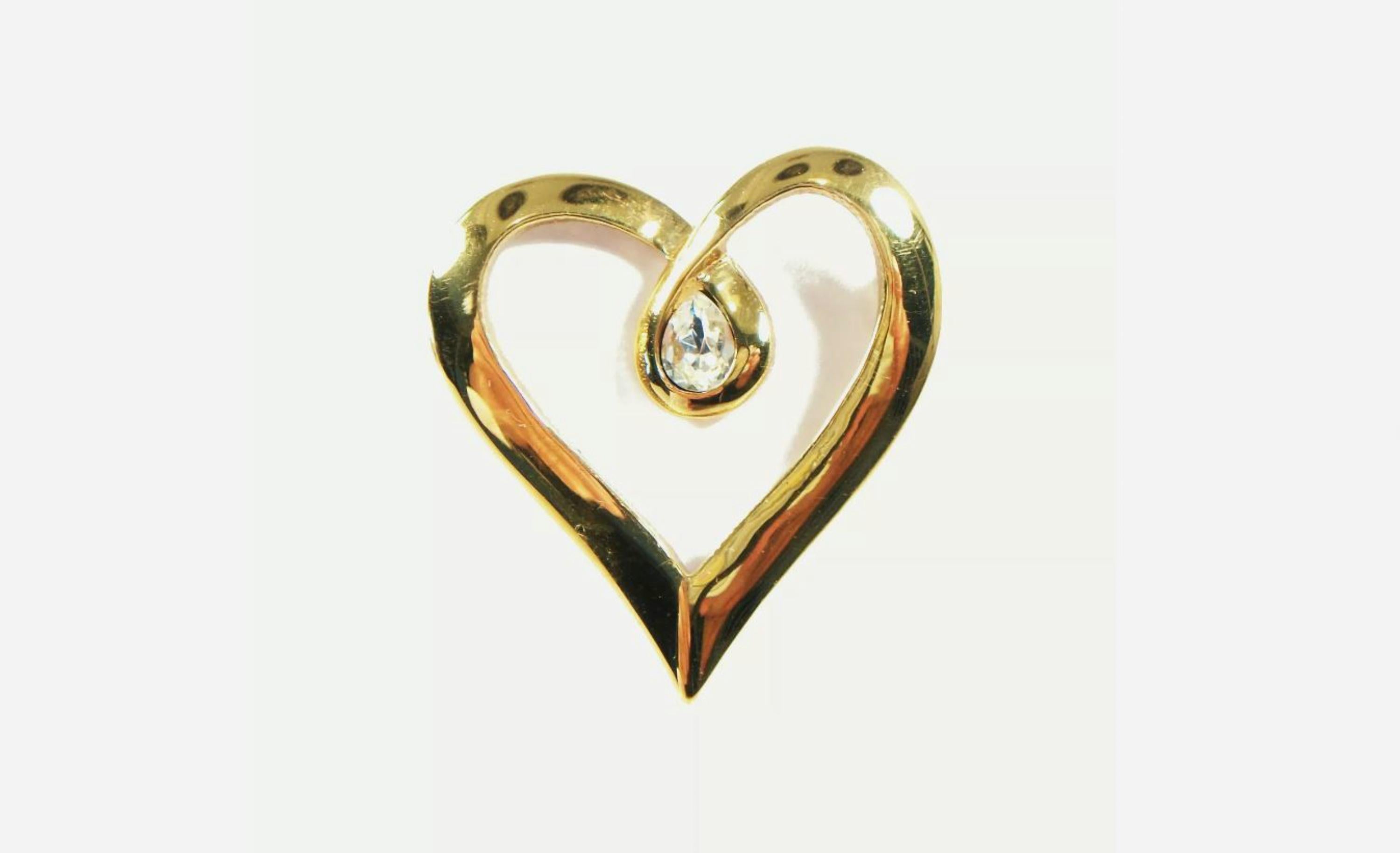 BUTLER - Vintage Herzbrosche in Goldtönen und Strass - signiert - ca. 1980er Jahre (Moderne) im Angebot