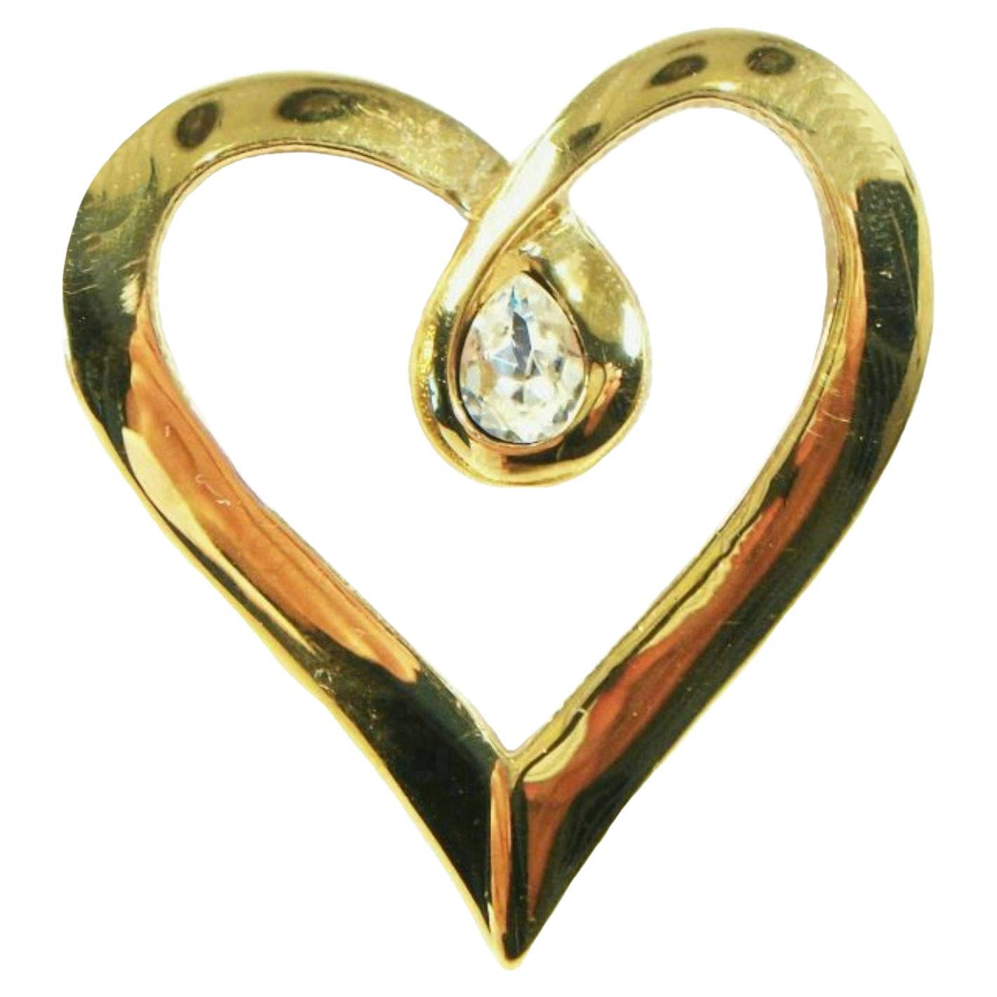 BUTLER - Vintage Herzbrosche in Goldtönen und Strass - signiert - ca. 1980er Jahre im Angebot
