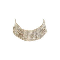 BUTLER & WILSON crystal embellished gold-tone metal choker chain necklace