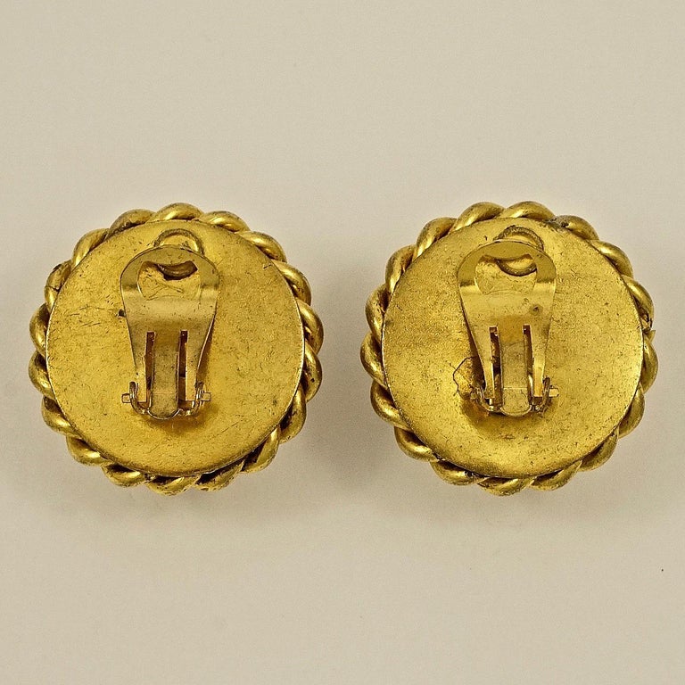 Butler and Wilson Gold Plated Rope Twist Clear Glass Clip On Earrings