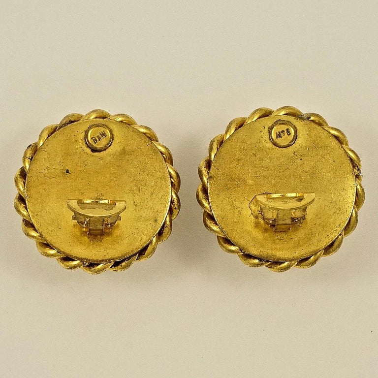 Butler and Wilson Gold Plated Rope Twist Clear Glass Clip On Earrings