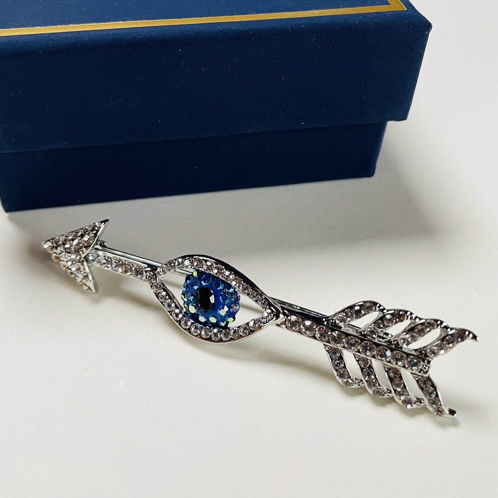 Contemporary Butler & Wilson Signed Crystal Eye and Arrow Brooch Pin Original Box For Sale