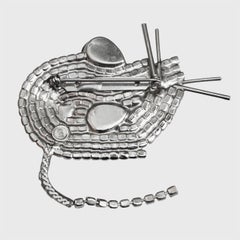 Butler & Wilson Silver Plated Mouse Brooch with Rhinestones