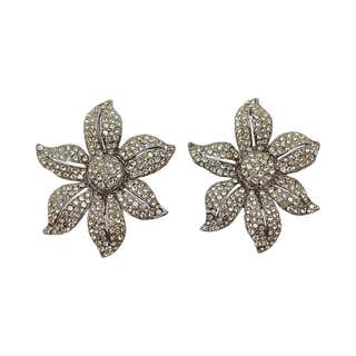 Joan Rivers Gold Plated Clear Rhinestone Flower Brooch and Earrings ...