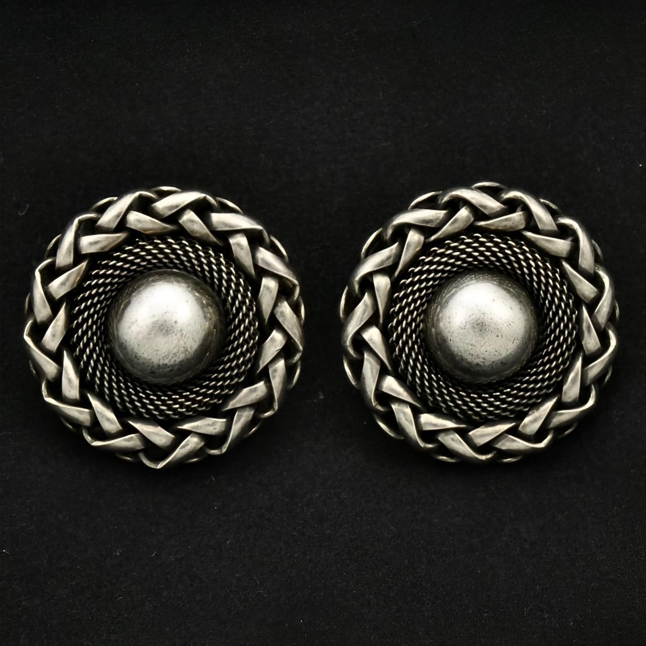 Butler & Wilson Silver Tone Ornate Clip On Earrings circa 1980s For Sale 3