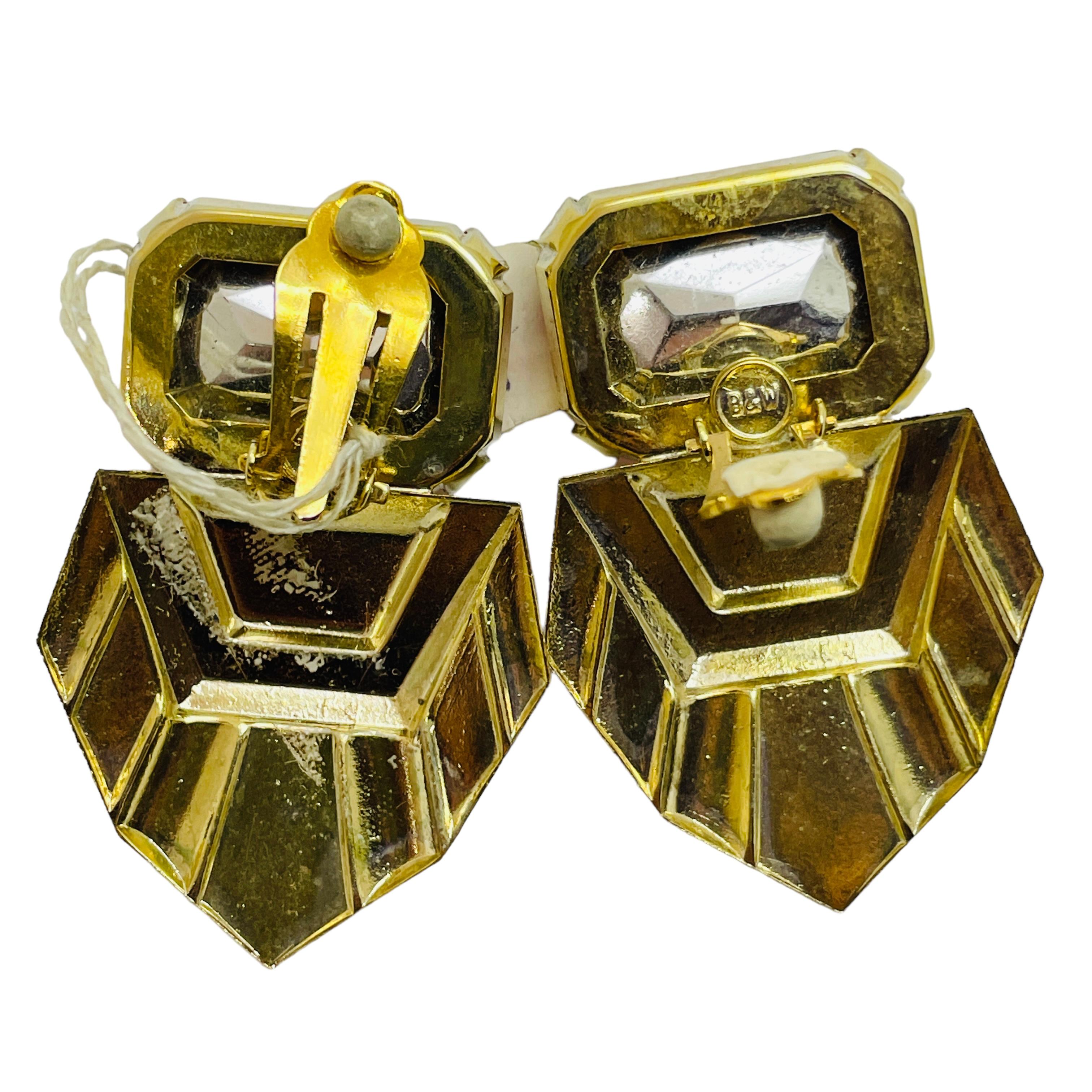 Women's or Men's BUTLER & WILSON vintage signed gold pink designer runway clip on earrings For Sale