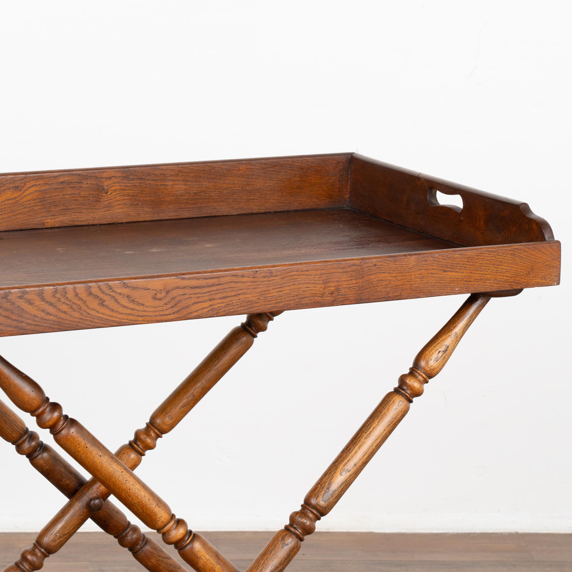 Oak Butler's Table With Removeable Tray Portable Bar or Tea Table Denmark circa 1920