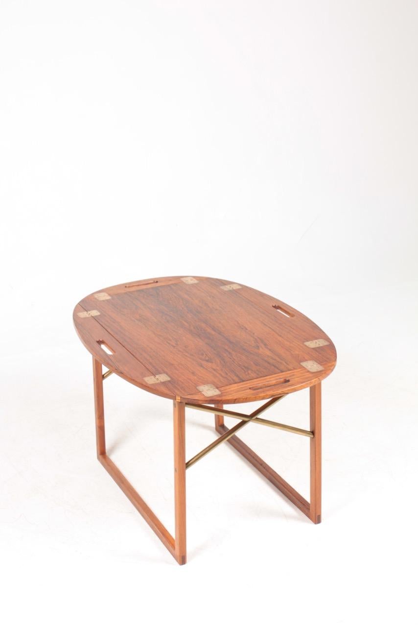Brass Butlers Tray in Rosewood by Svend Langkilde, Danish Midcentury, 1950s